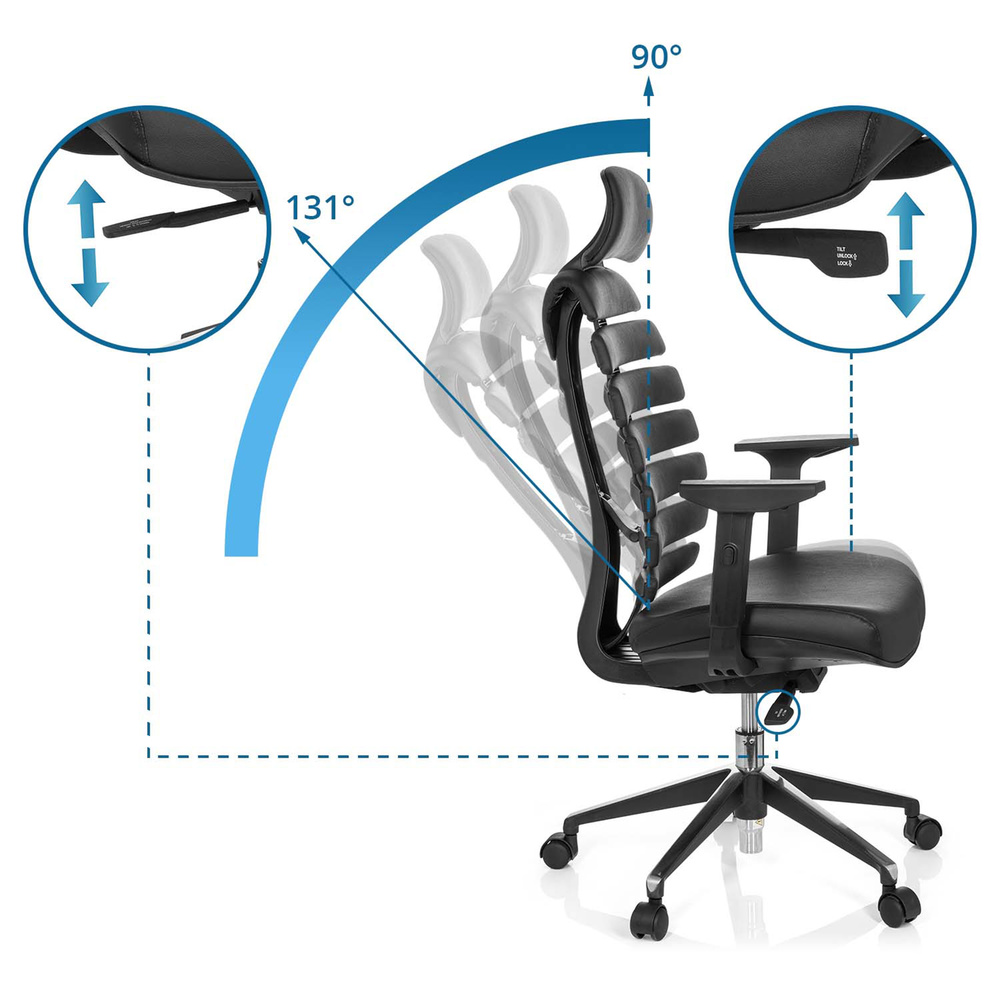 ERGO LINE II PRO Bürostuhl Drehbar Leder Schwarz