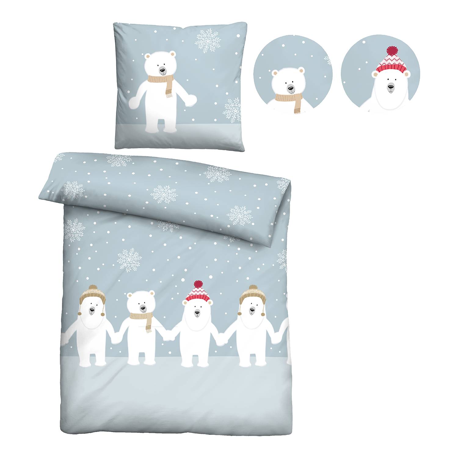 Bed linen Cotton Blue 135x200cm Pillowcase 80x80cm