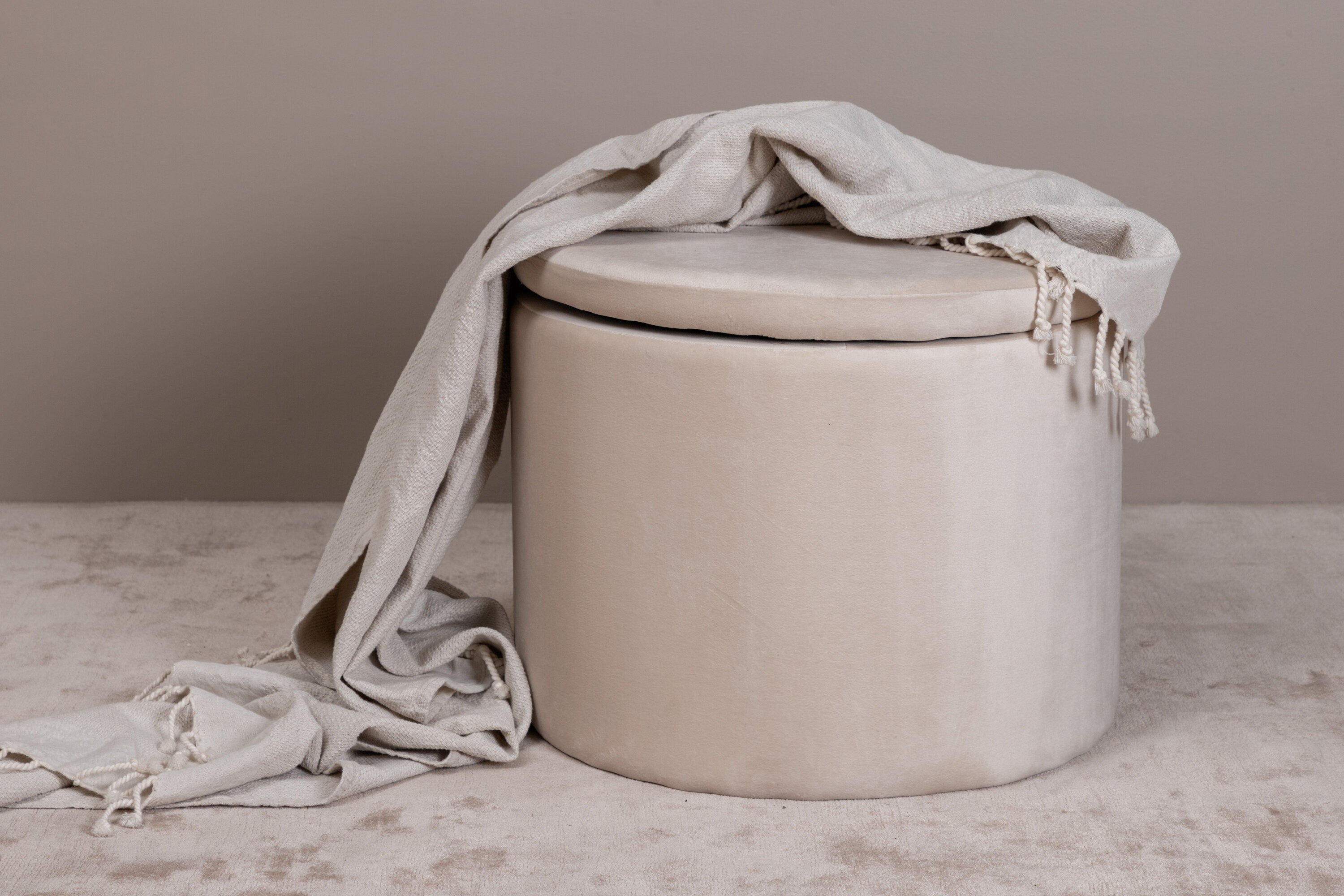 Dunken Pouf Samt Beige 