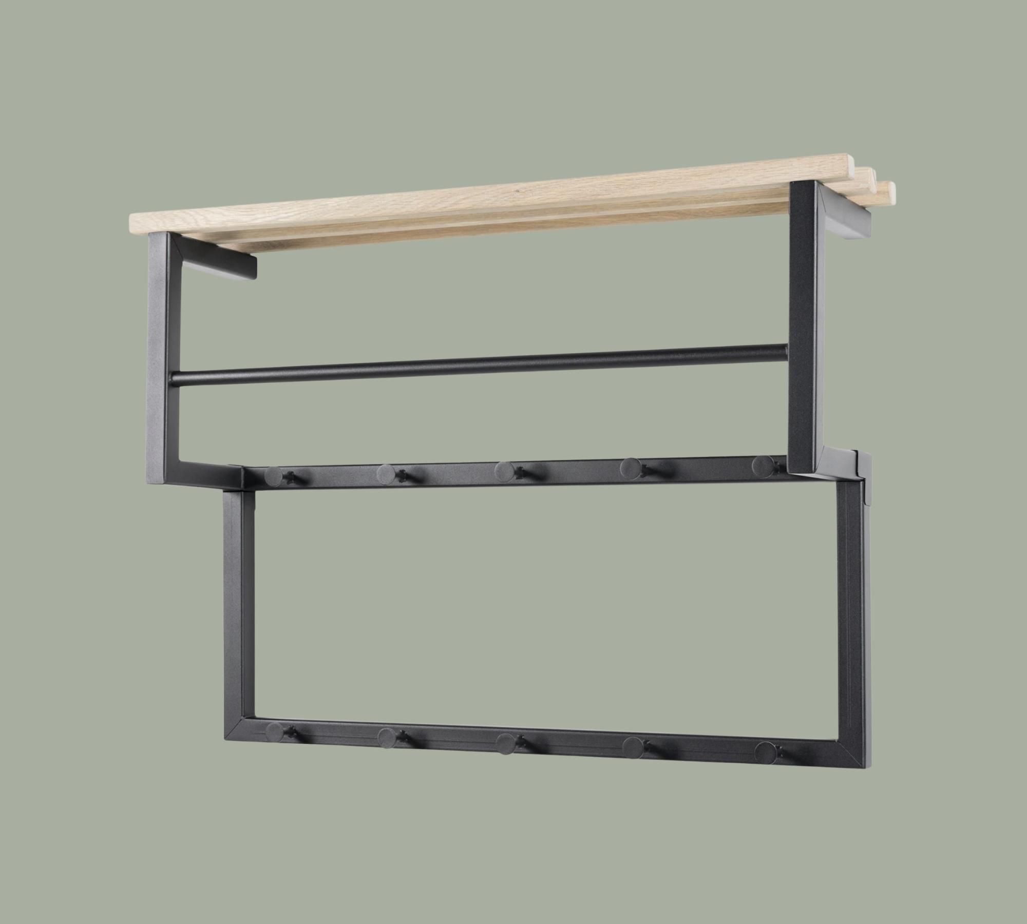 Wandgarderobe Eiche massiv und Metall