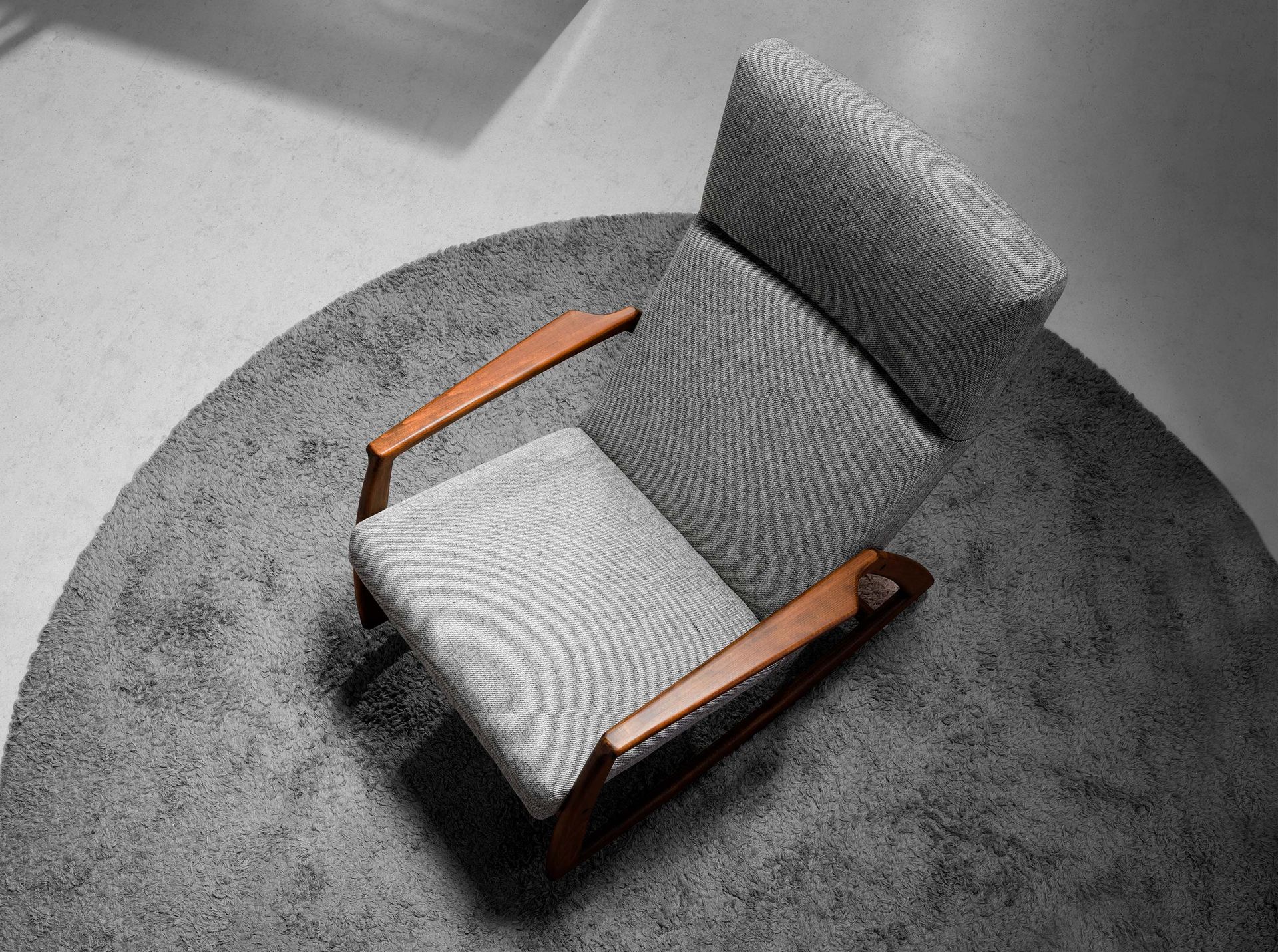 Schaukelstuhl Textil Grau