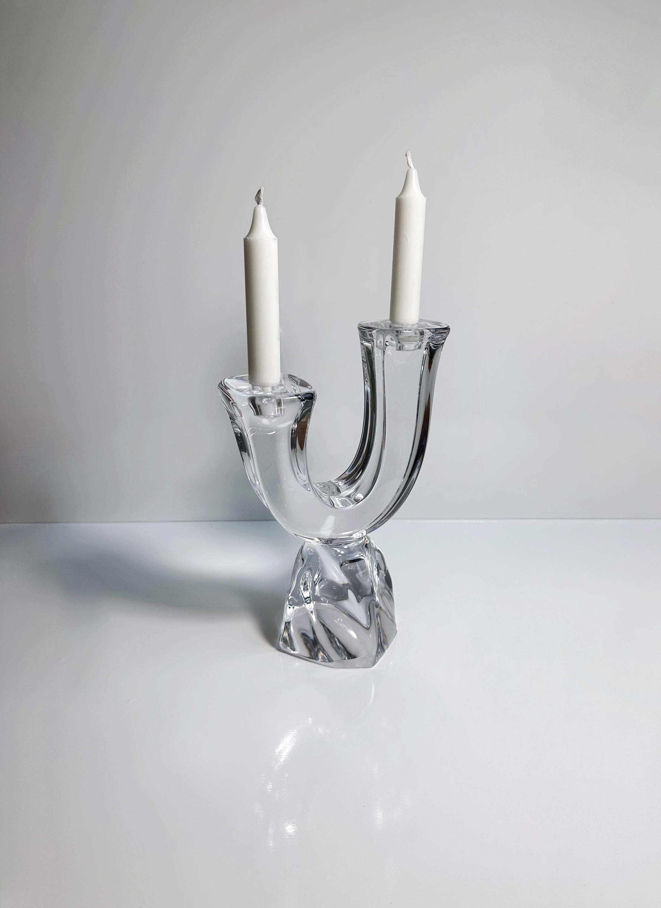 Vintage candle holder crystal France 1960s