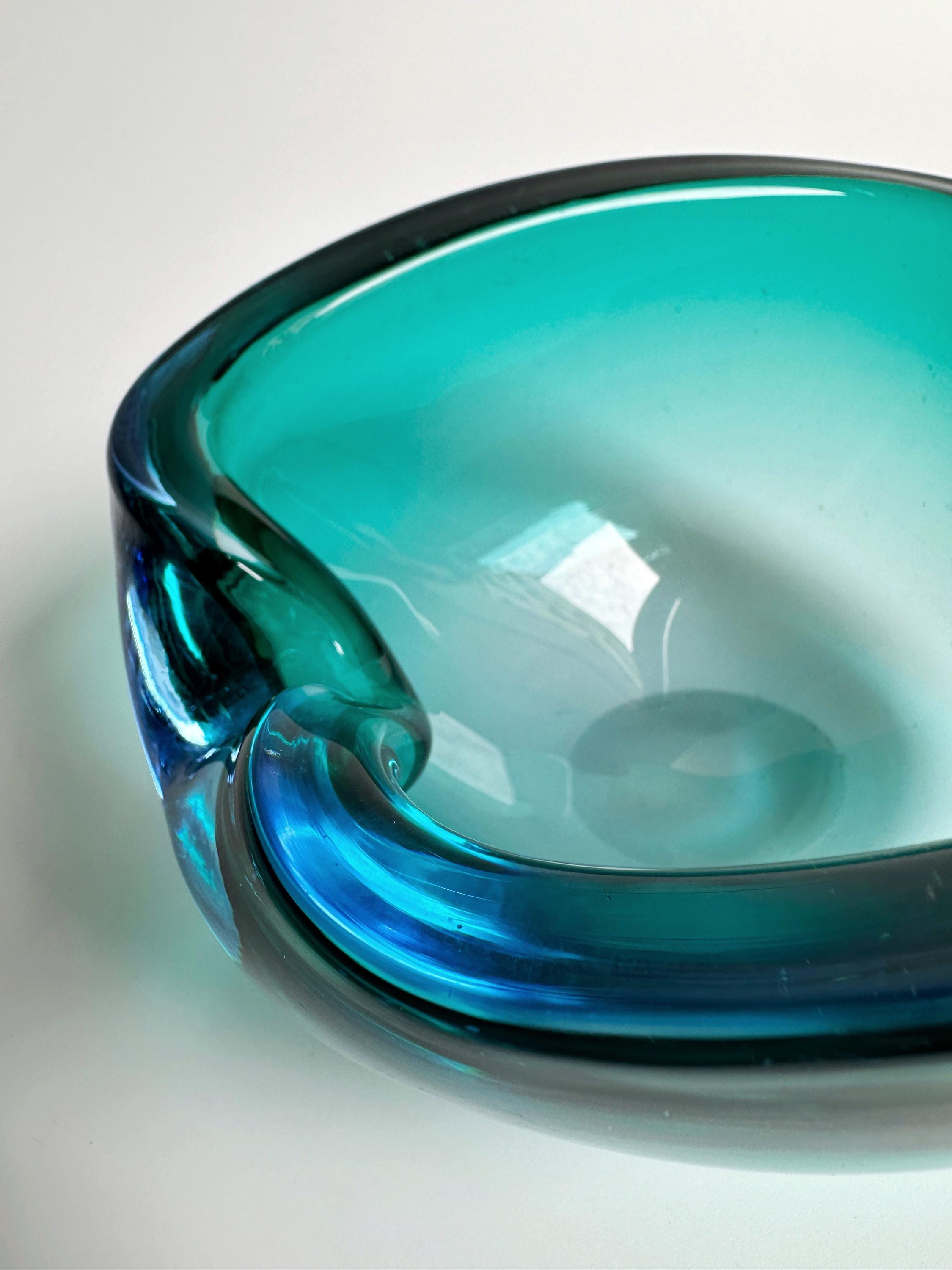 Vintage Italien Modern Aschenbecher Muranoglas Türkis