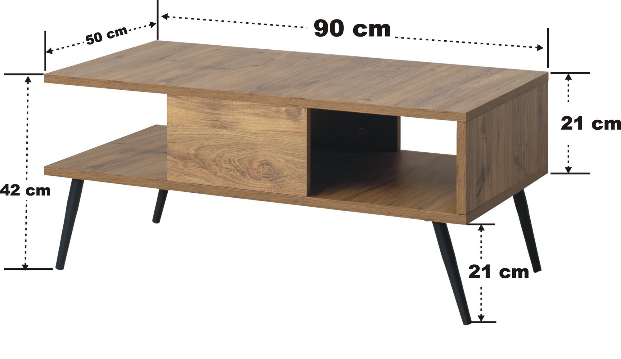 Bukle Couchtisch Holz Atlantic Pine Schwarz