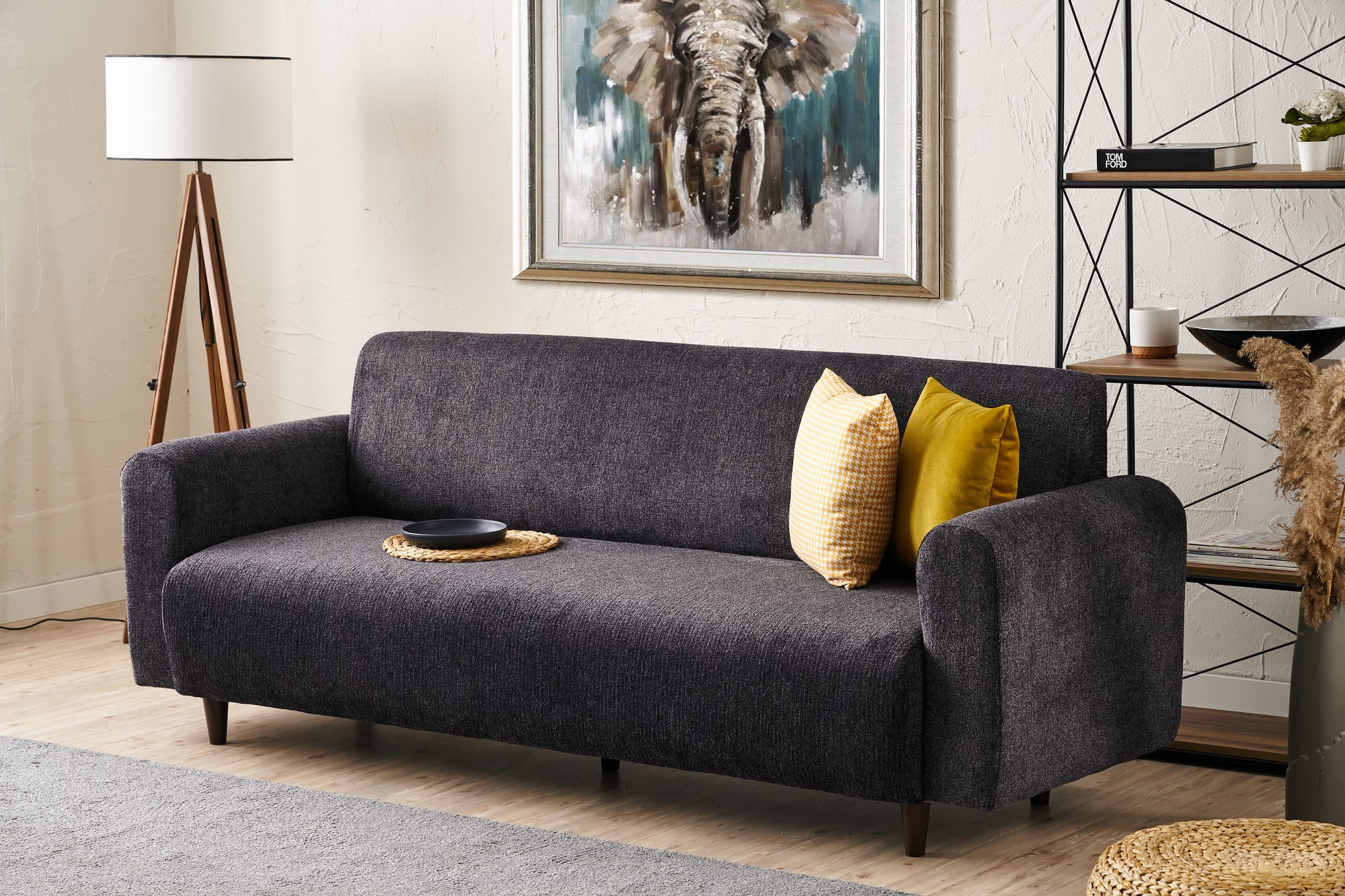 Noya Sofa Sitzer Chenille Anthrazit