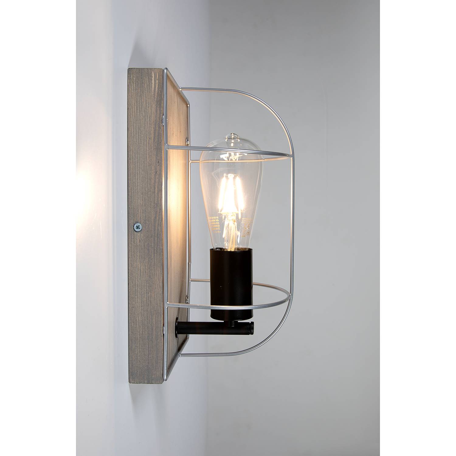 Netuno III Wandleuchte Stahl Kiefer 1-flammig
