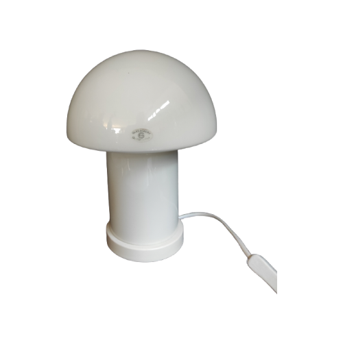 Pilz Tischlampe Glas Weiß