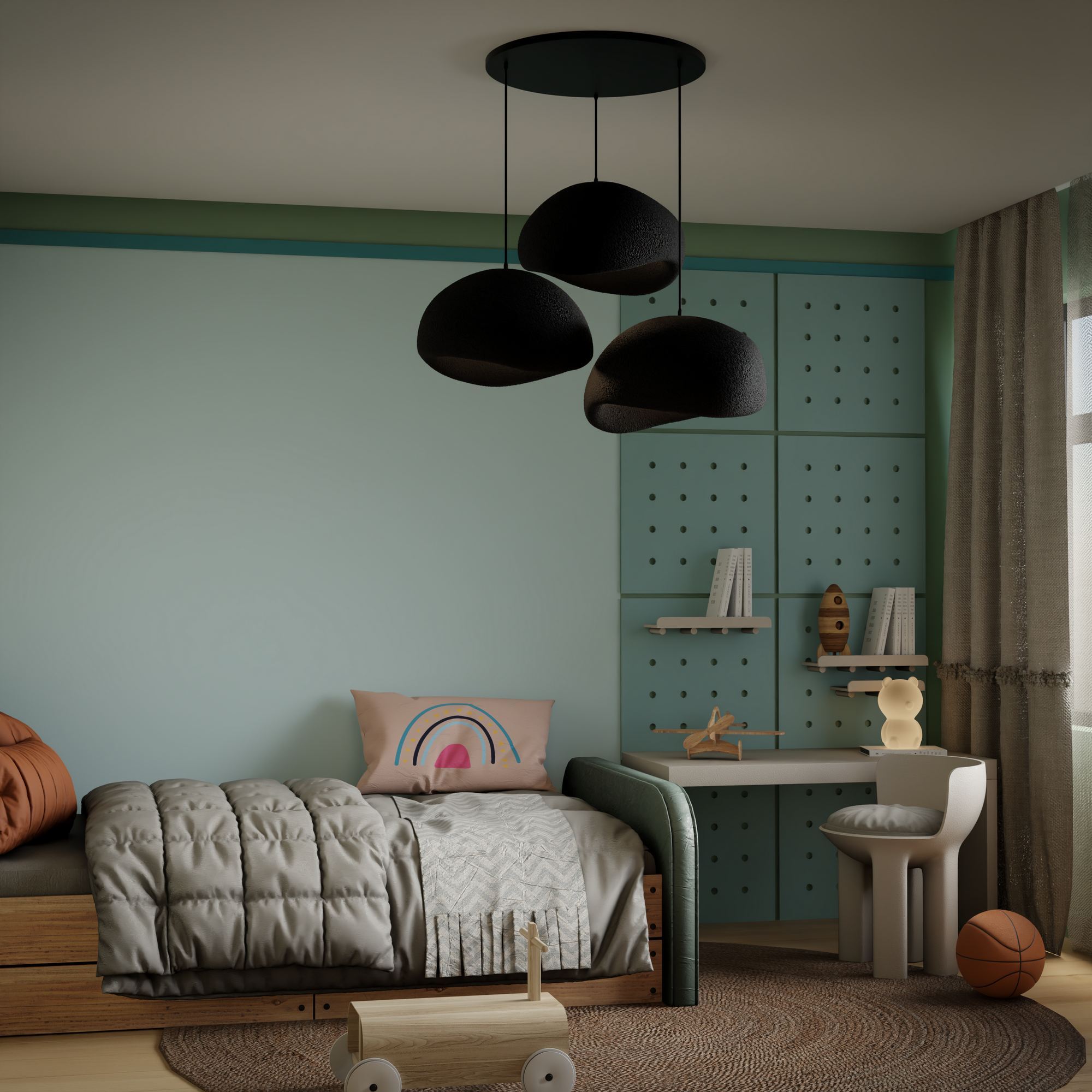 3-Flammig Wabi Sabi Haze & Hues Pendelleuchte Schwarz