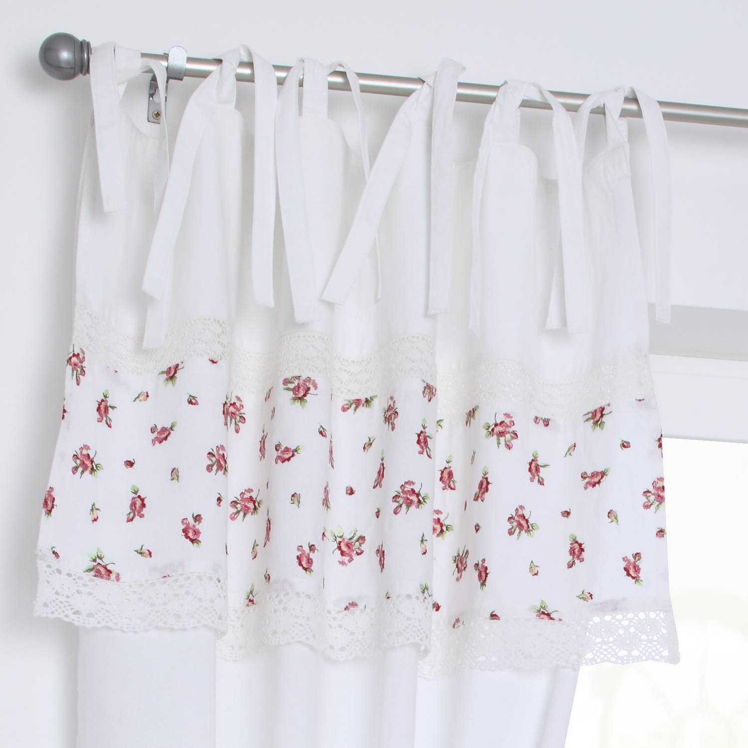 Fertiggardine Lavie Baumwolle Weiß / Rot