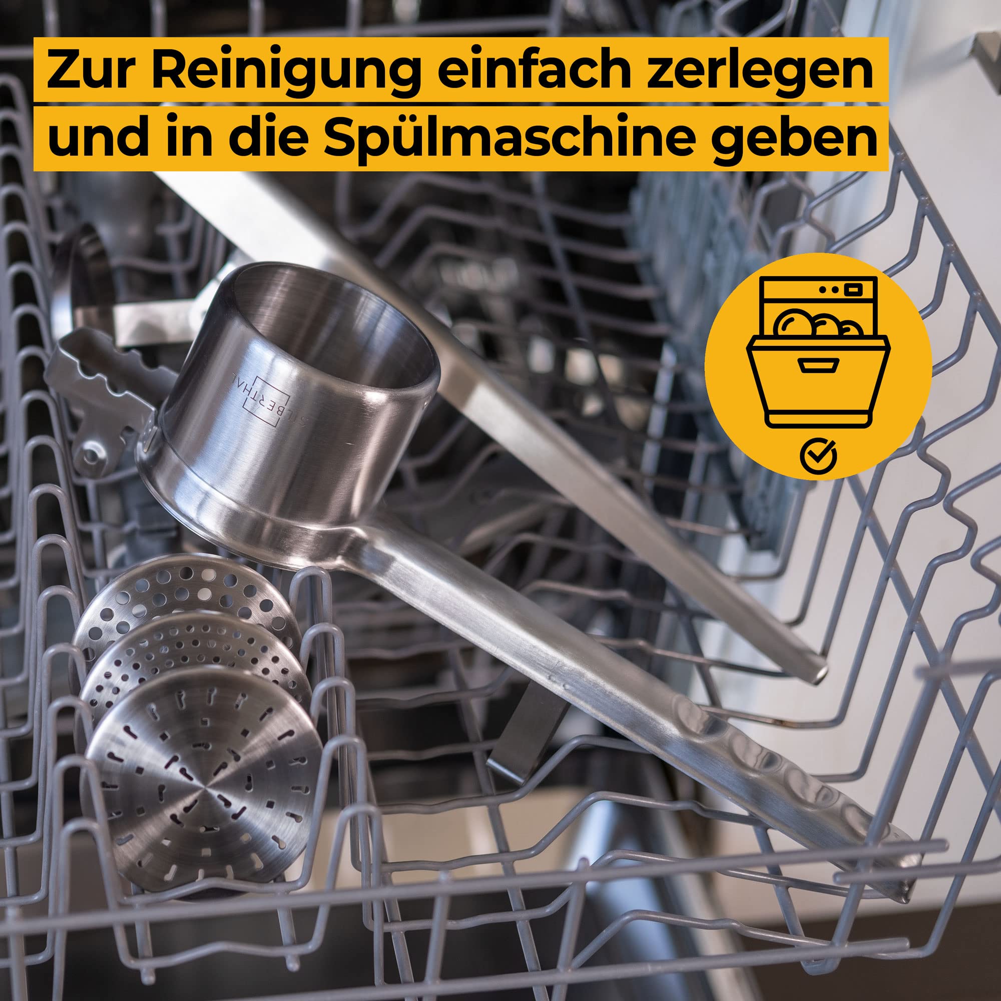 Kartoffelpresse Edelstahl Silber