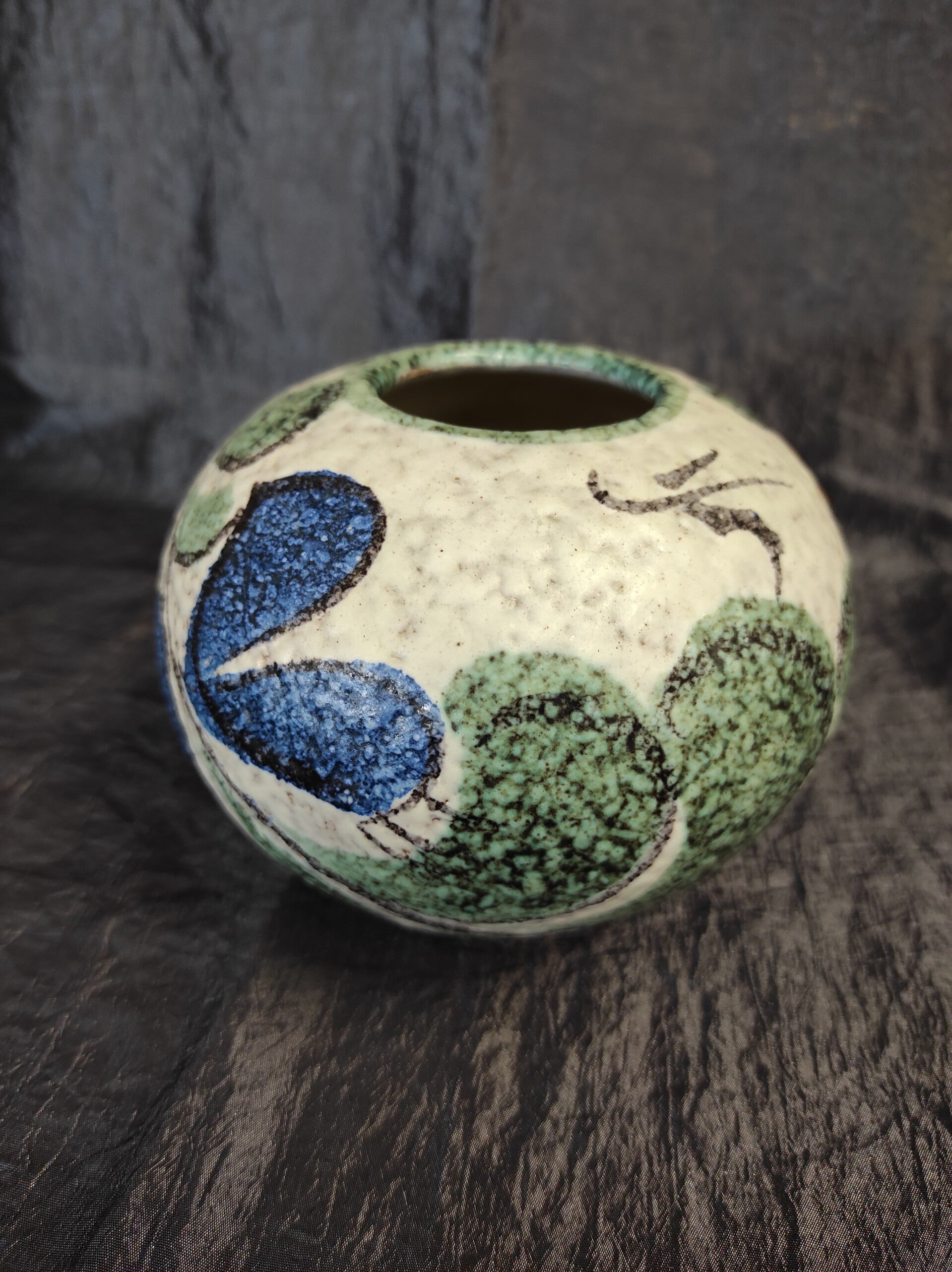 Vintage Keramikvase Weiß Bunt