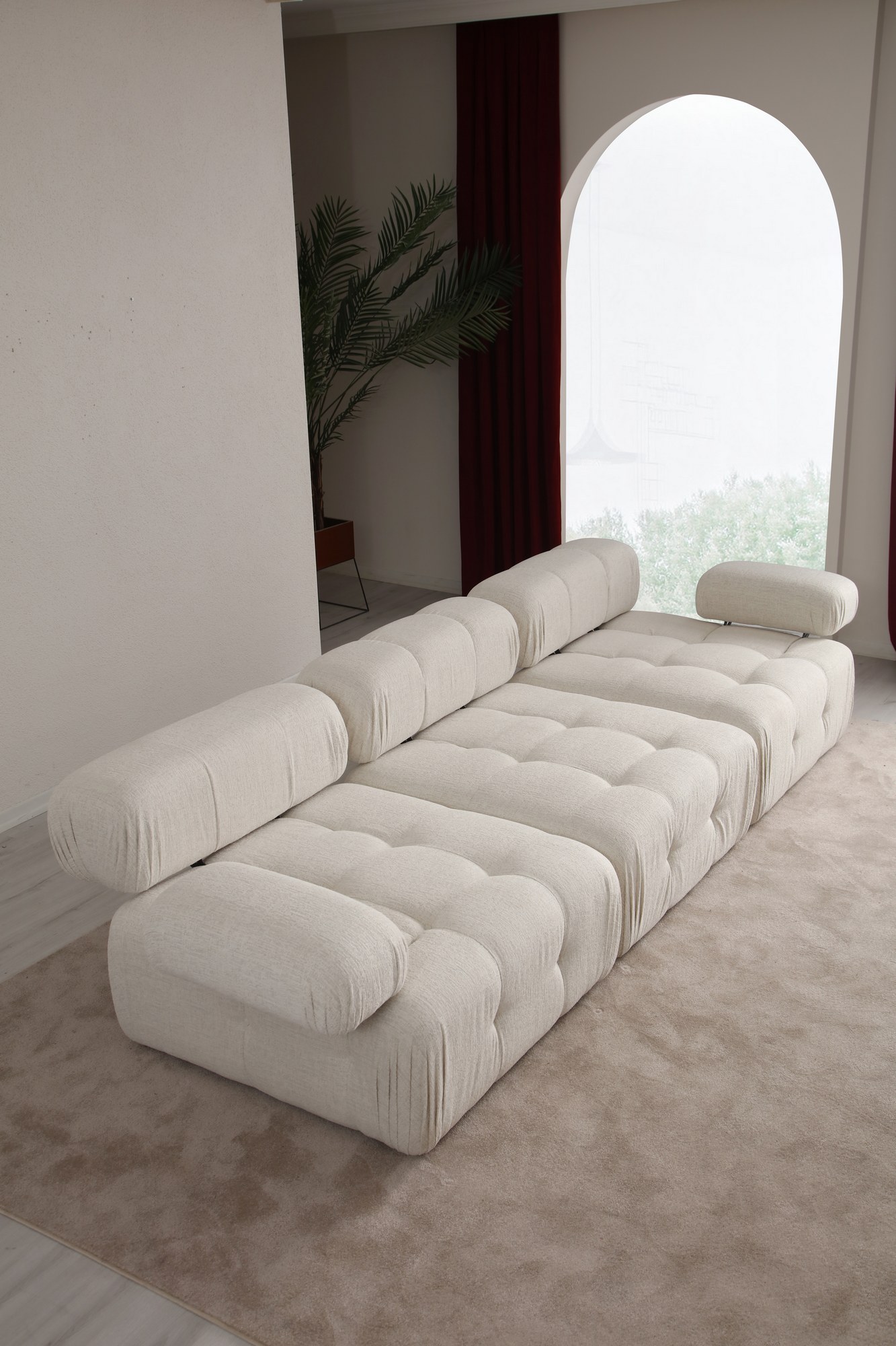Doblo Modular Sofa 3-Seater Cream Bouclé