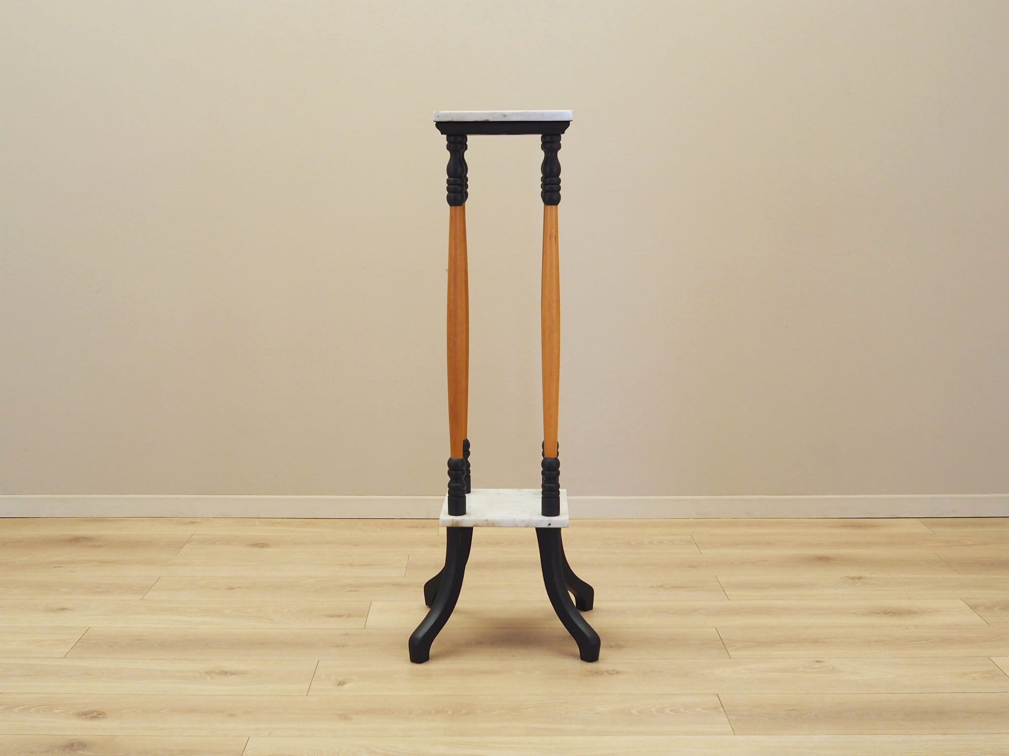 Vintage Plant Stand Wood Stone Multicolored 1970s