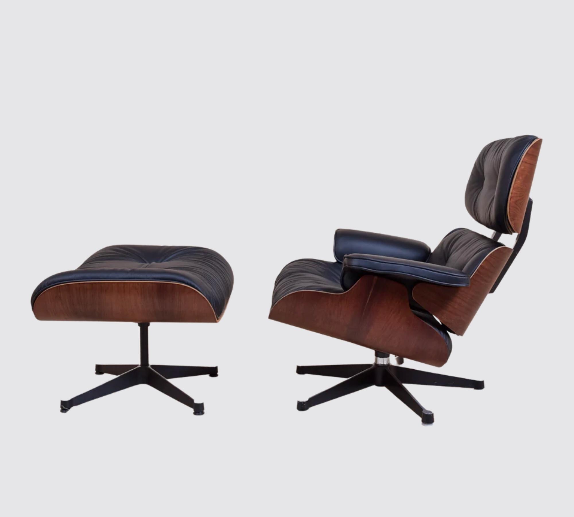 Eames Lounge Chair mit Ottoman Schwarz