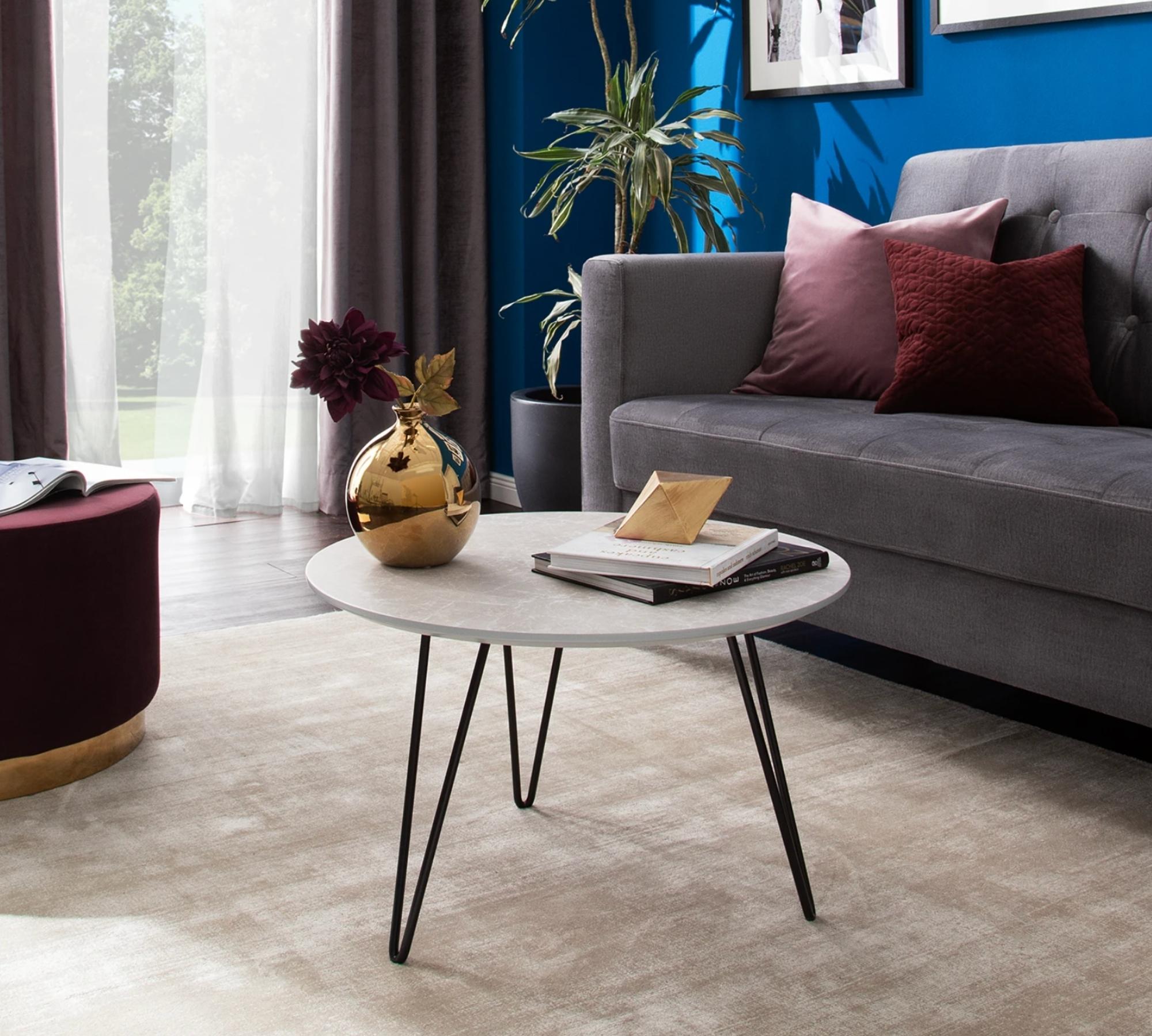 Couchtisch Marmor Dekor Hellgrau