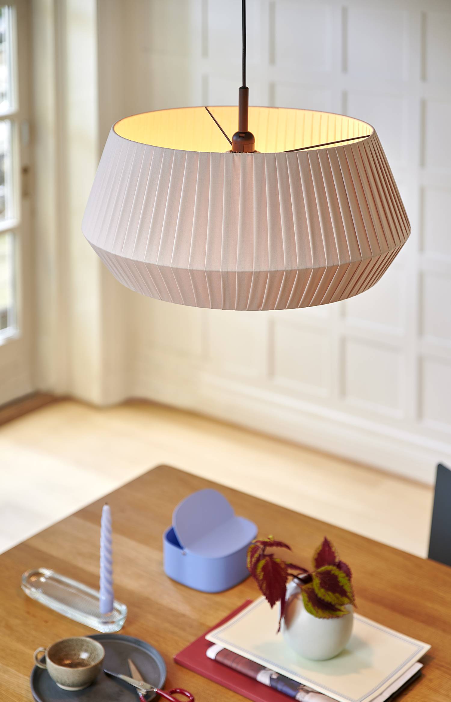 Pendelleuchte Dicte I Baumwolle Stahl Beige