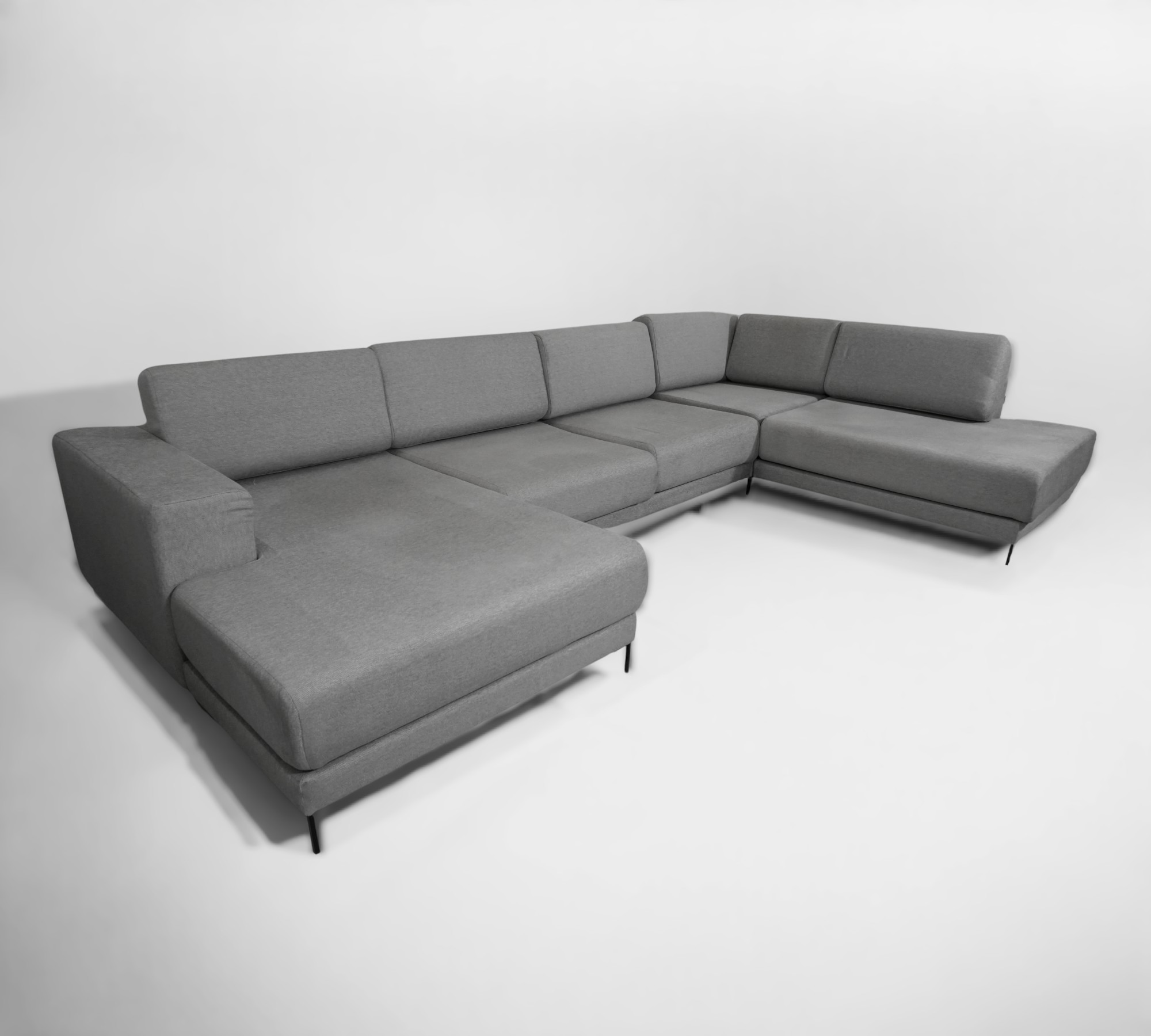 Tyme Sofa Landscape with Chaise Lounge Fine Fabric Slate Grey