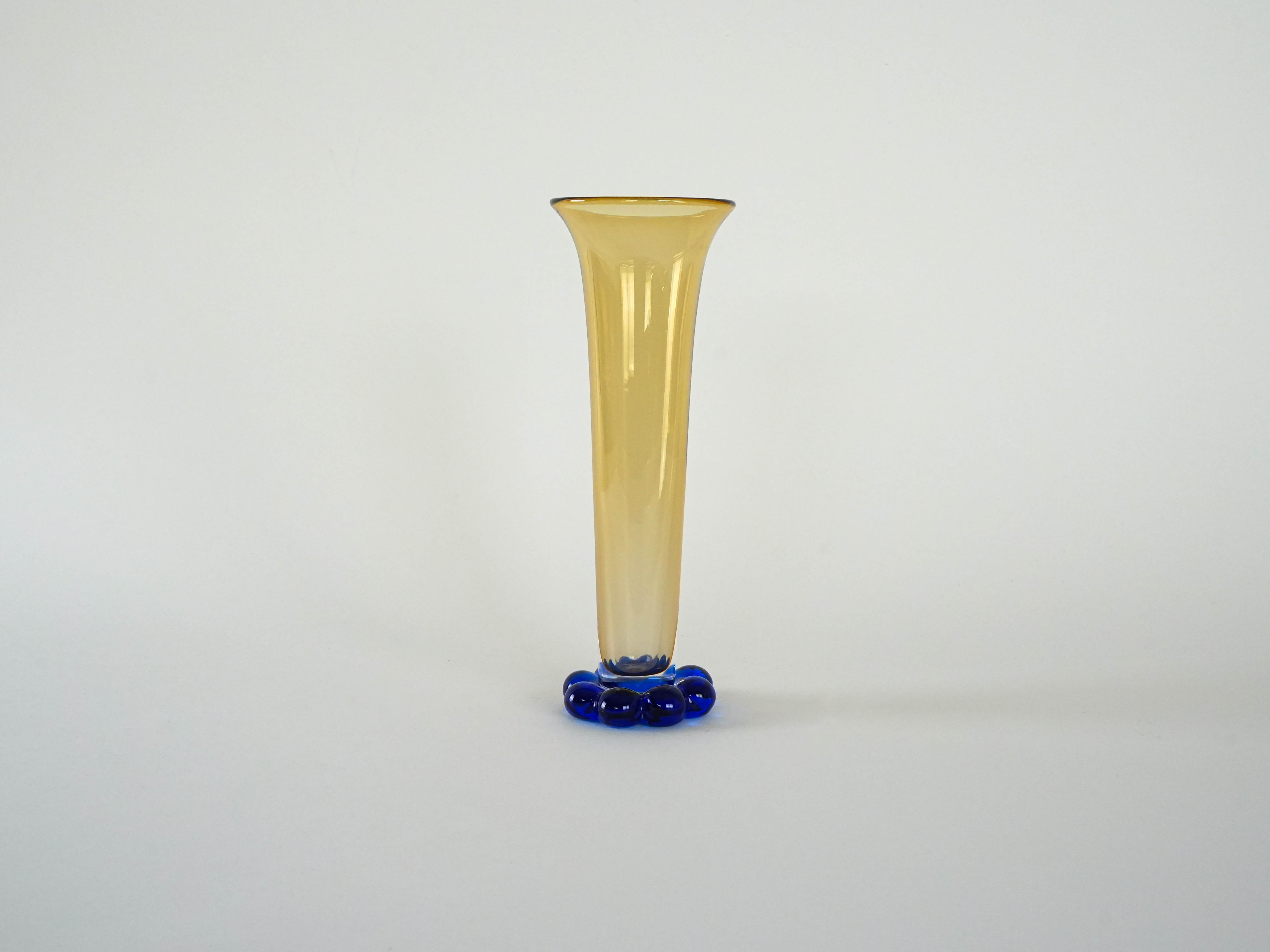 Glass vase Amber Cobalt blue