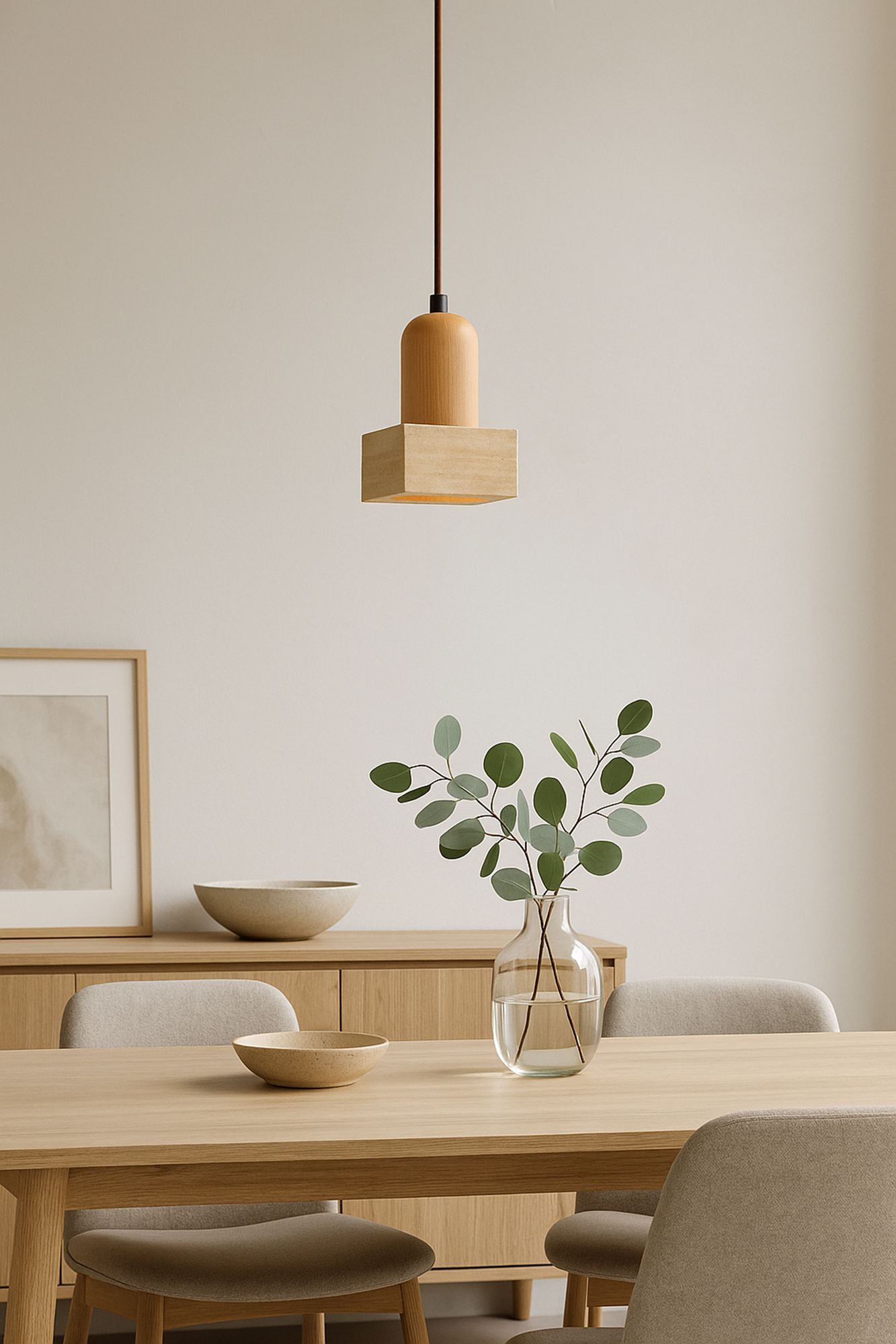 Suala Lampada a sospensione Legno di quercia Travertino Naturale