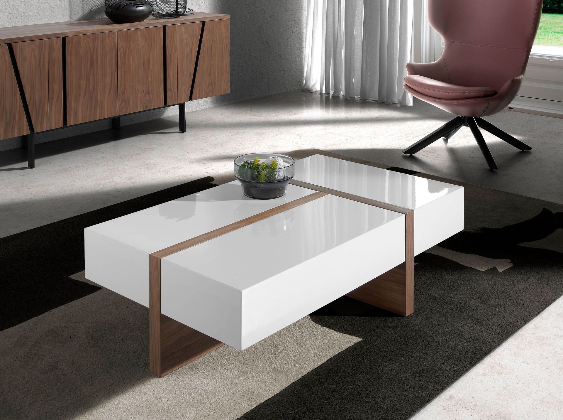 Table Walnut wood White