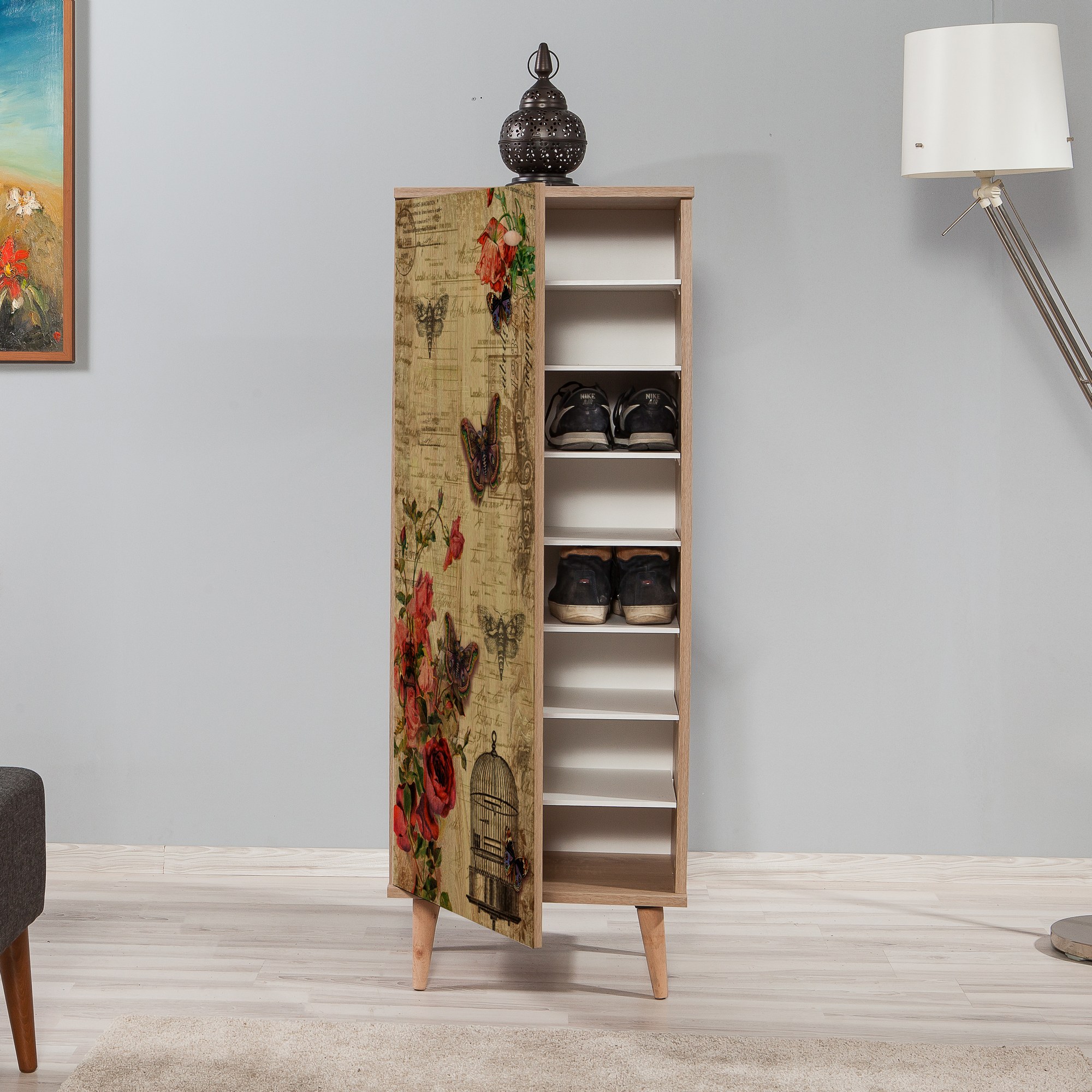 Filinta Schuhschrank Holzfurnier Sonoma Eichebraun