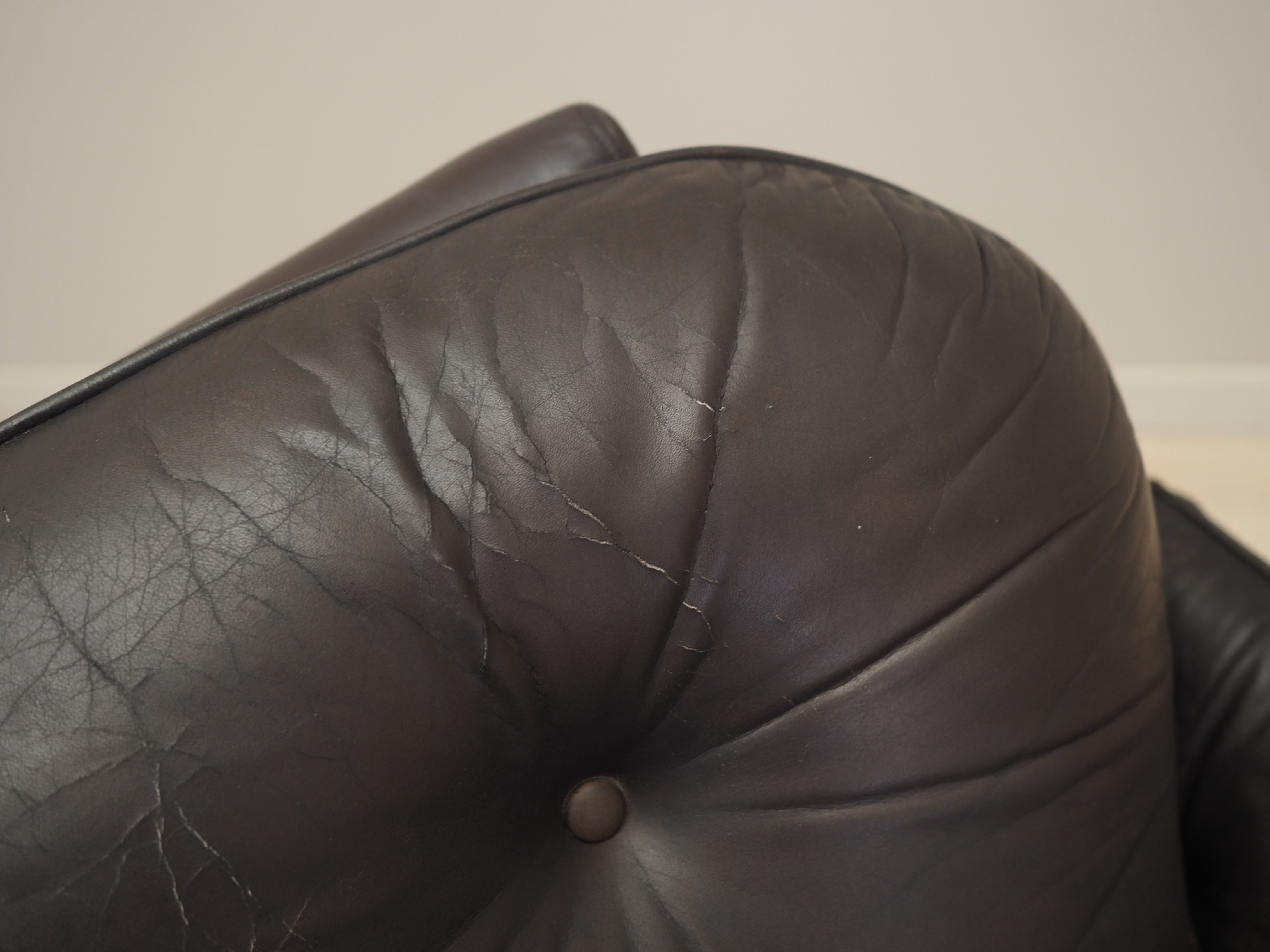Armchair with casters, leather, brown, 1970s