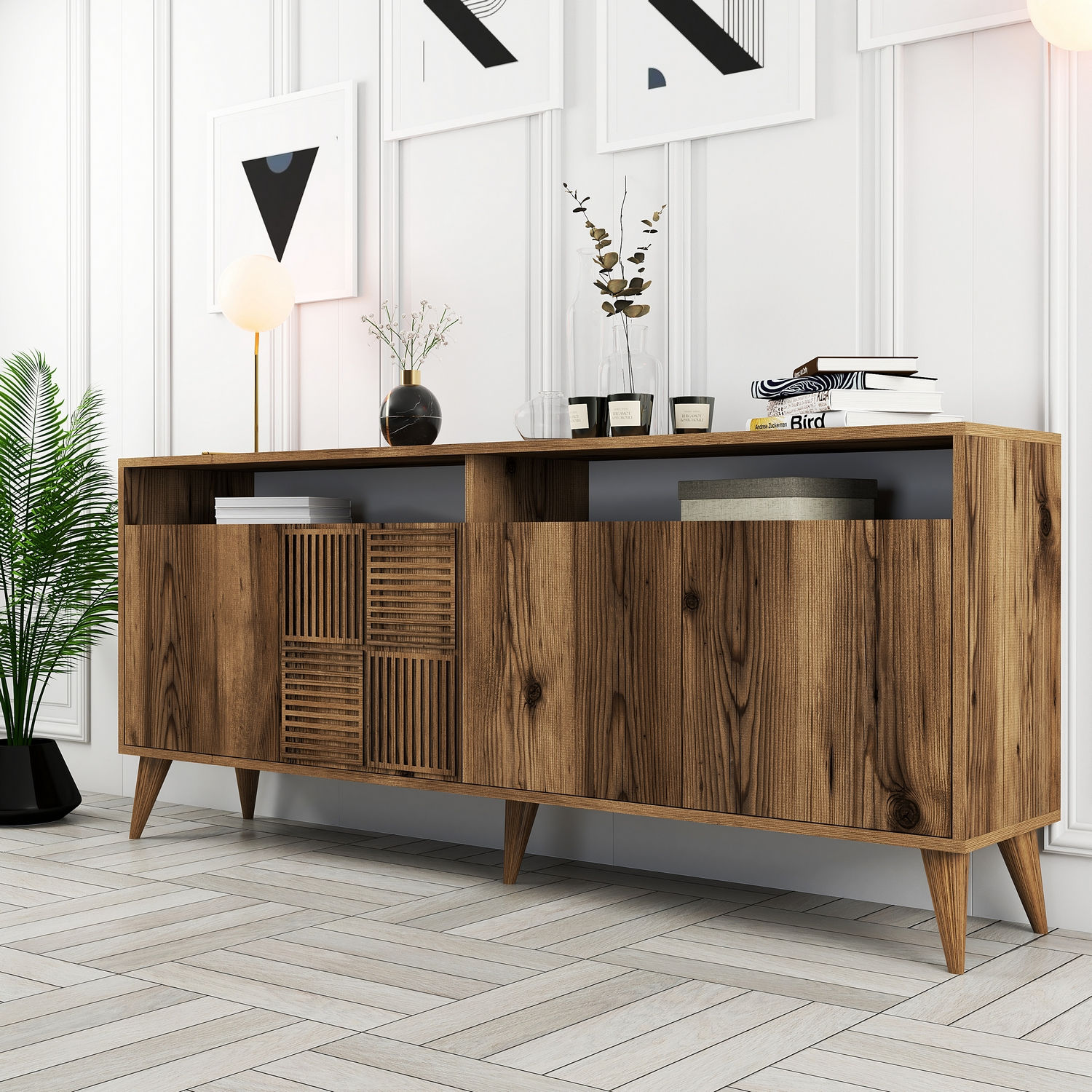 Milan Sideboard Walnussbraun 180cm