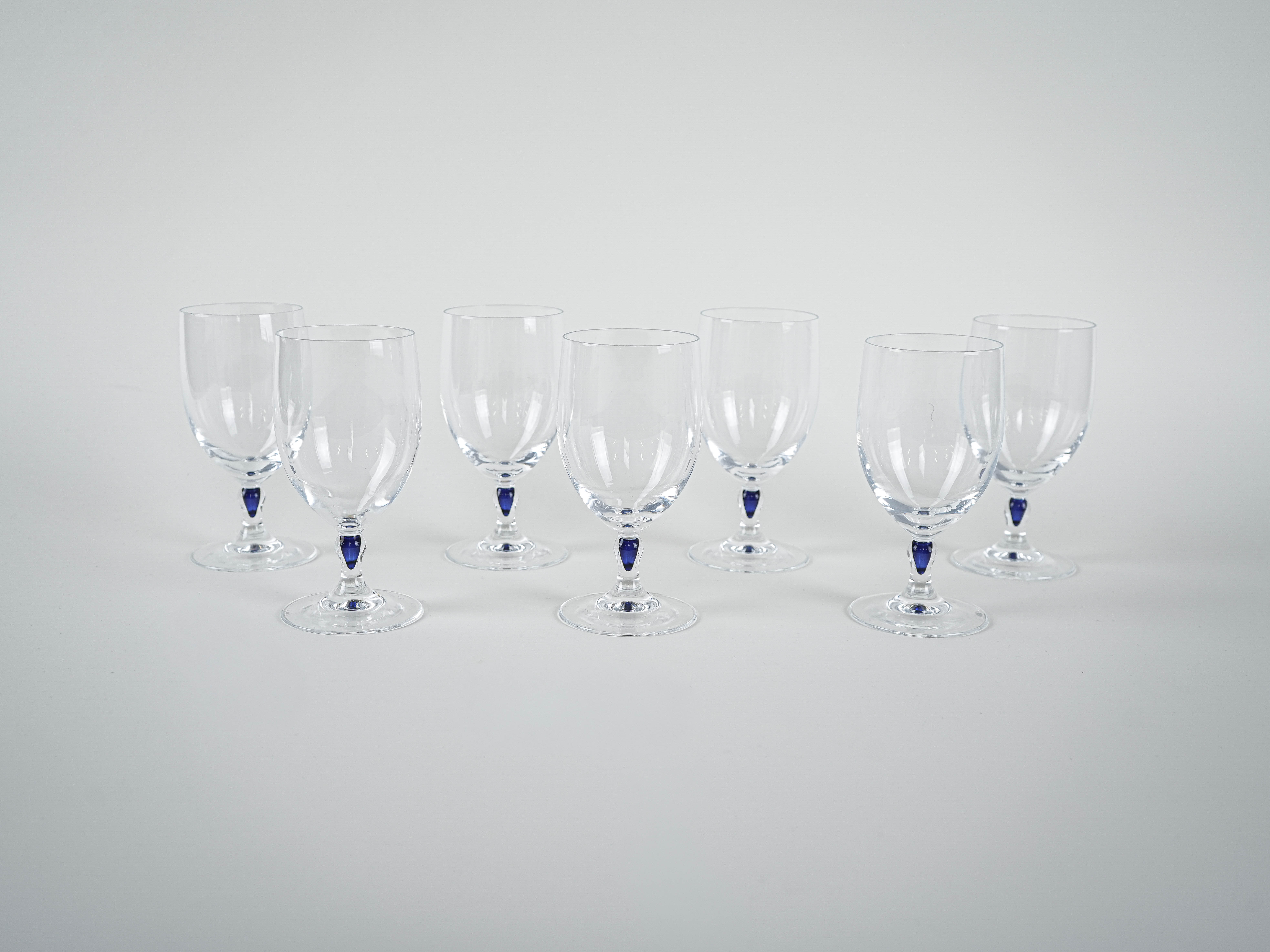 Set Venise Saphir Glasses 1970s Cristal d'Arques