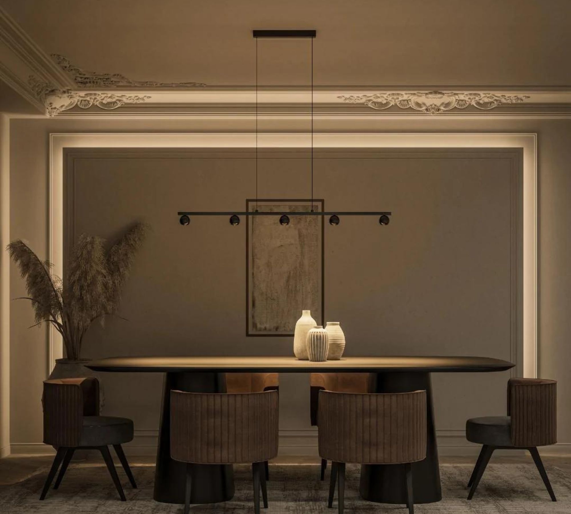 5-Flame Atropos Pendant Light Chrome Black