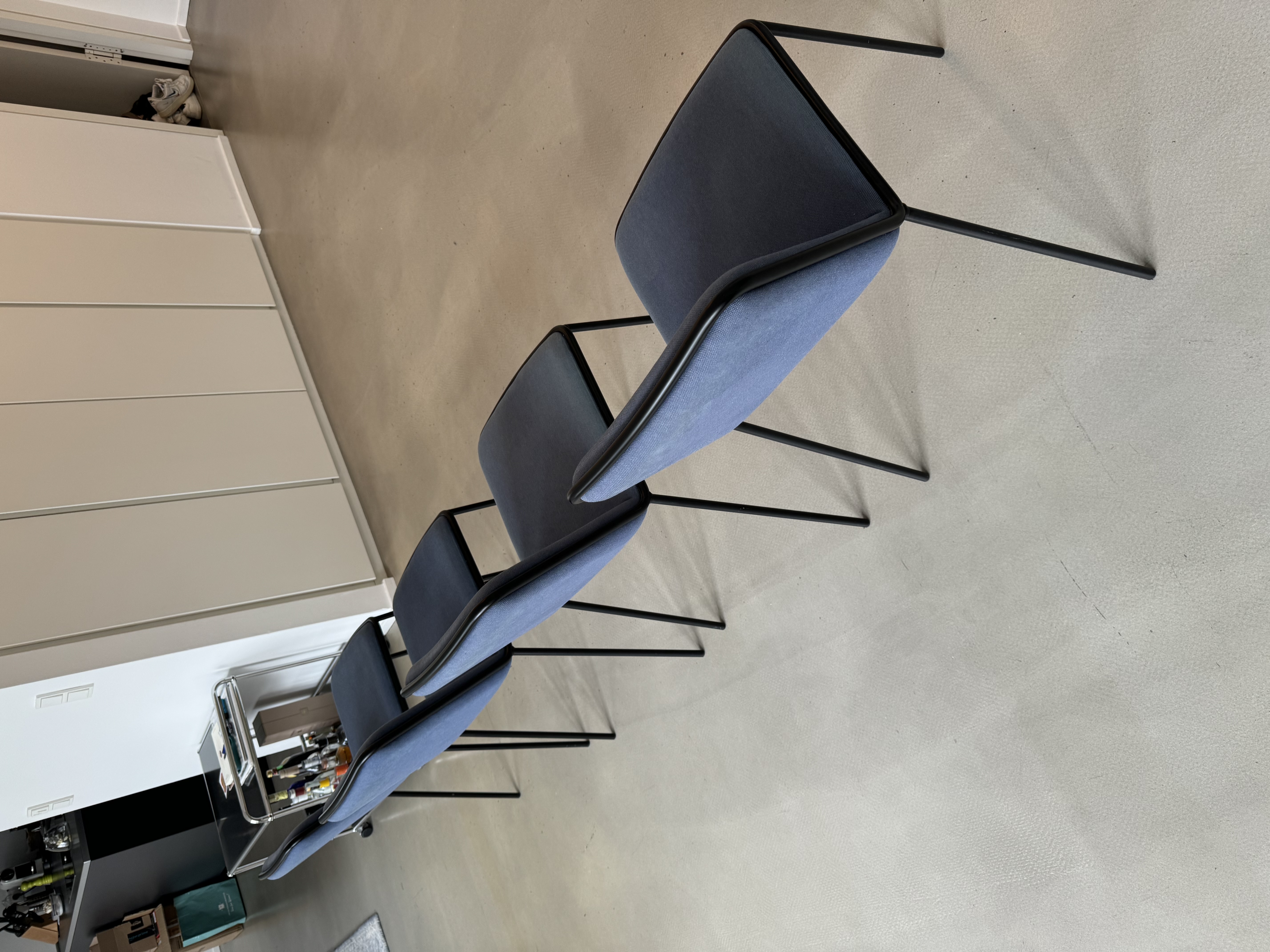 4x Lago Pletra Designer Chair Textile Metal Blue