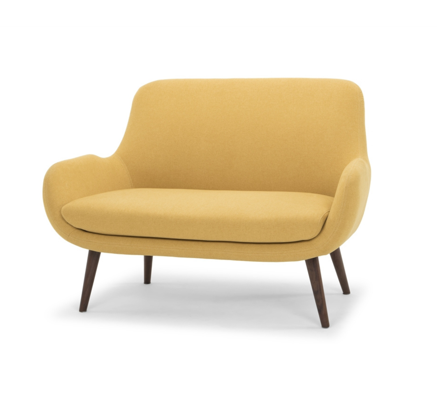 Moby Sofa 2-Sitzer Nussbaumholz Textil Curry