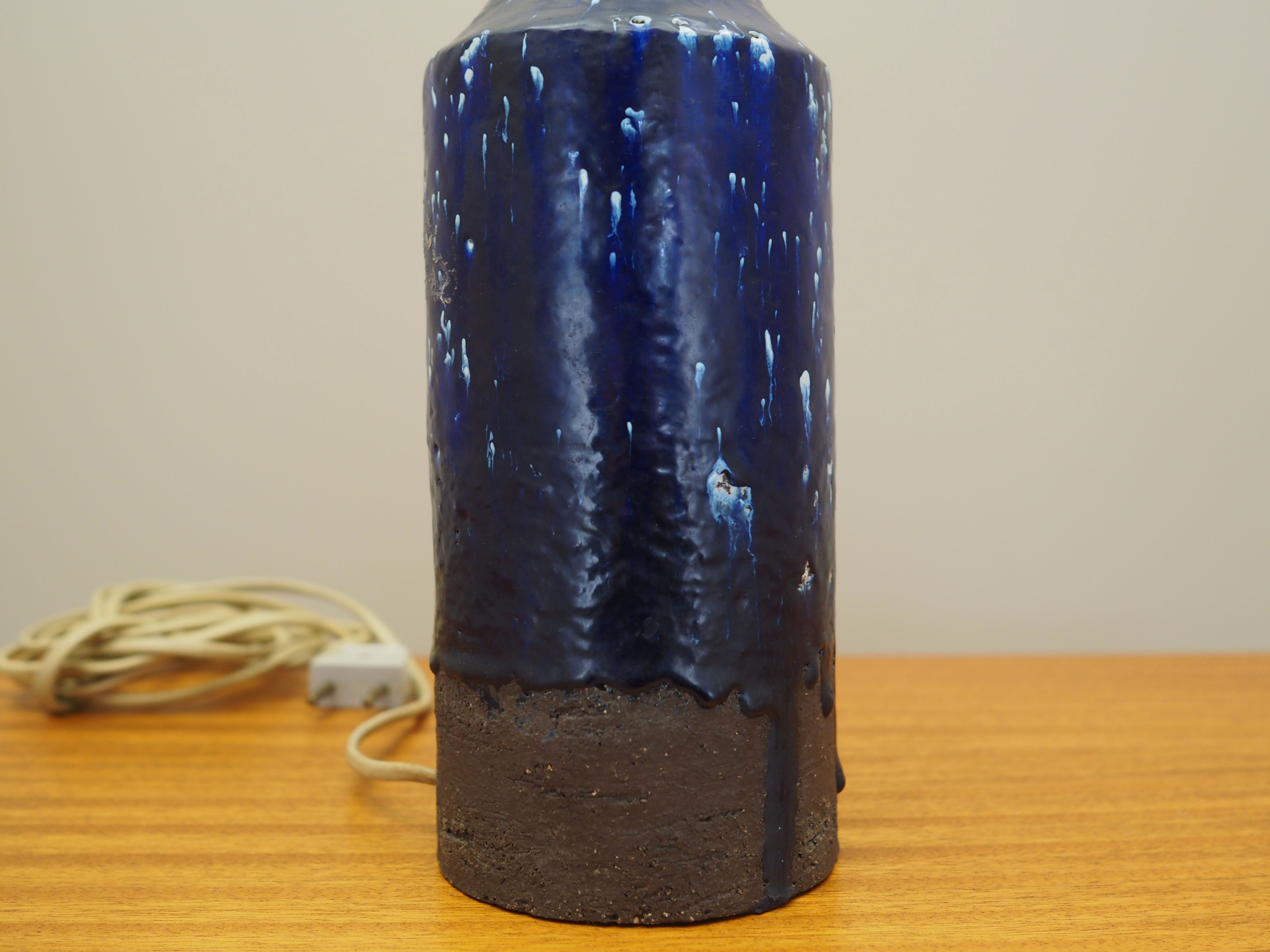 Tischlampe Keramik Blau 1960er Jahre