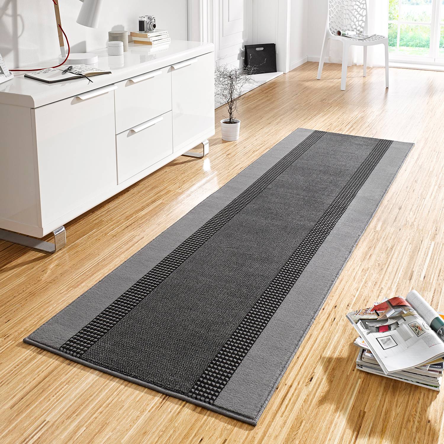 Band Runner Synthetic Fiber Grey 80 x 200 cm