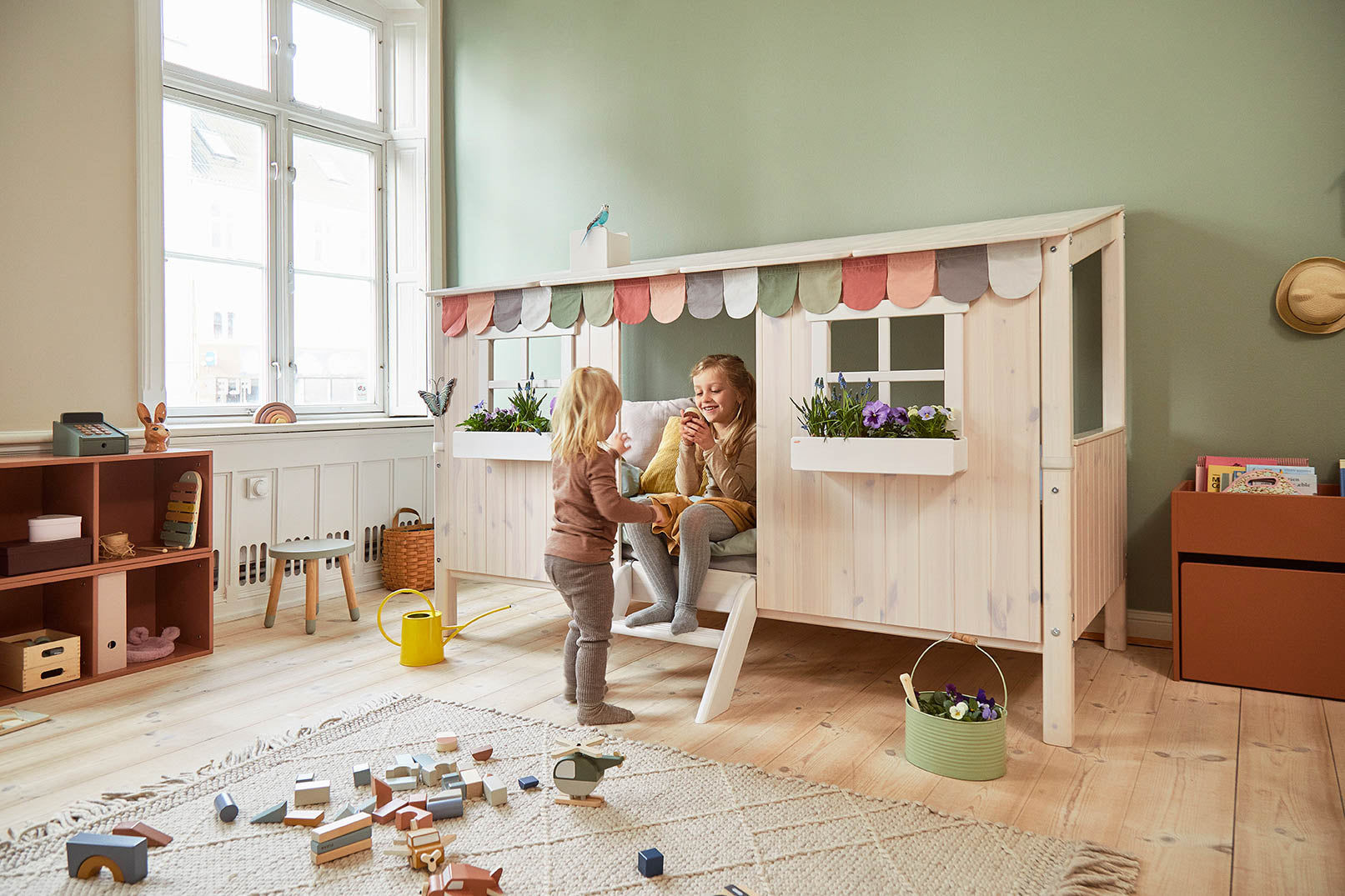 Einzelbett mit Classic House Holz Weiß