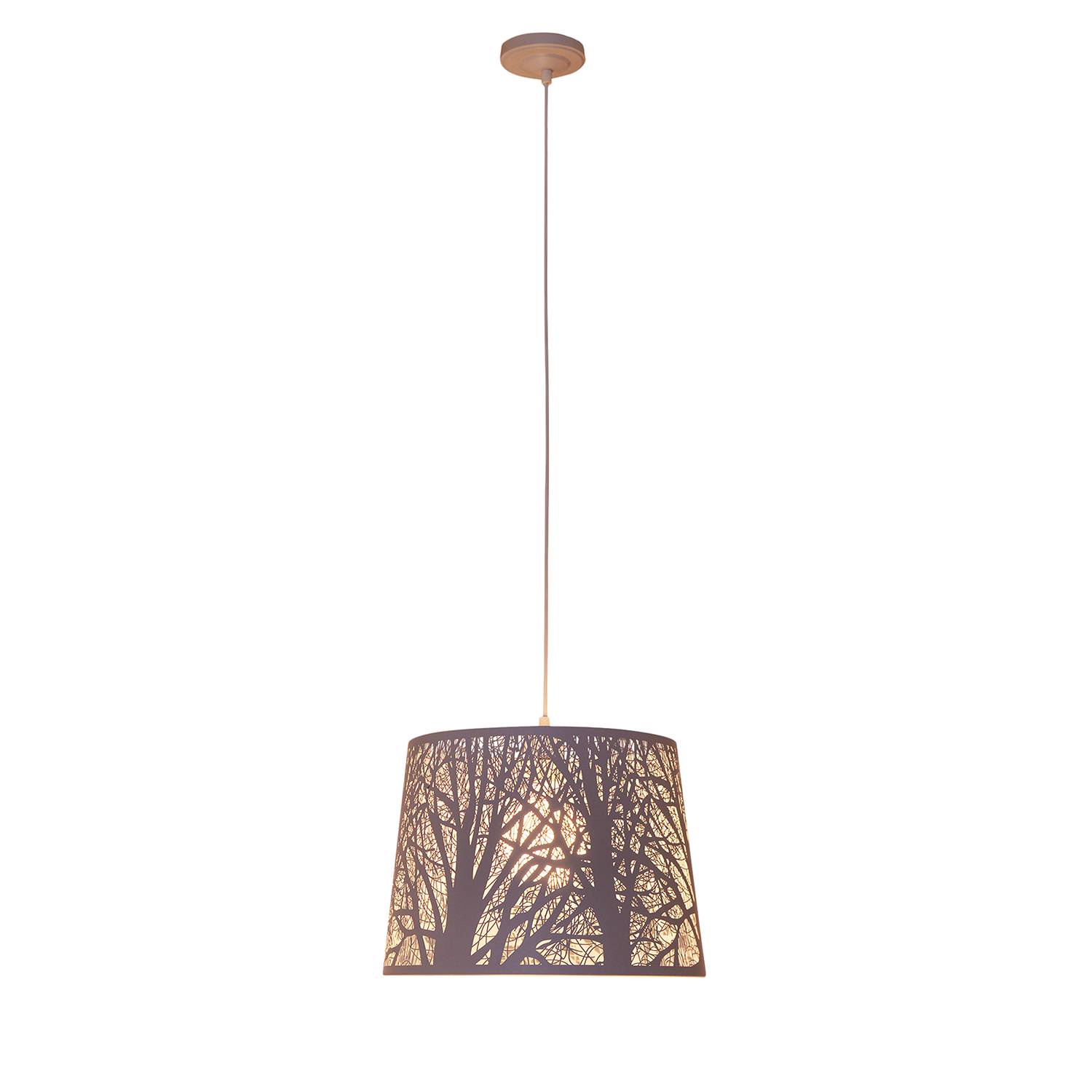 White Wood Pendant Lamp Steel 1-light