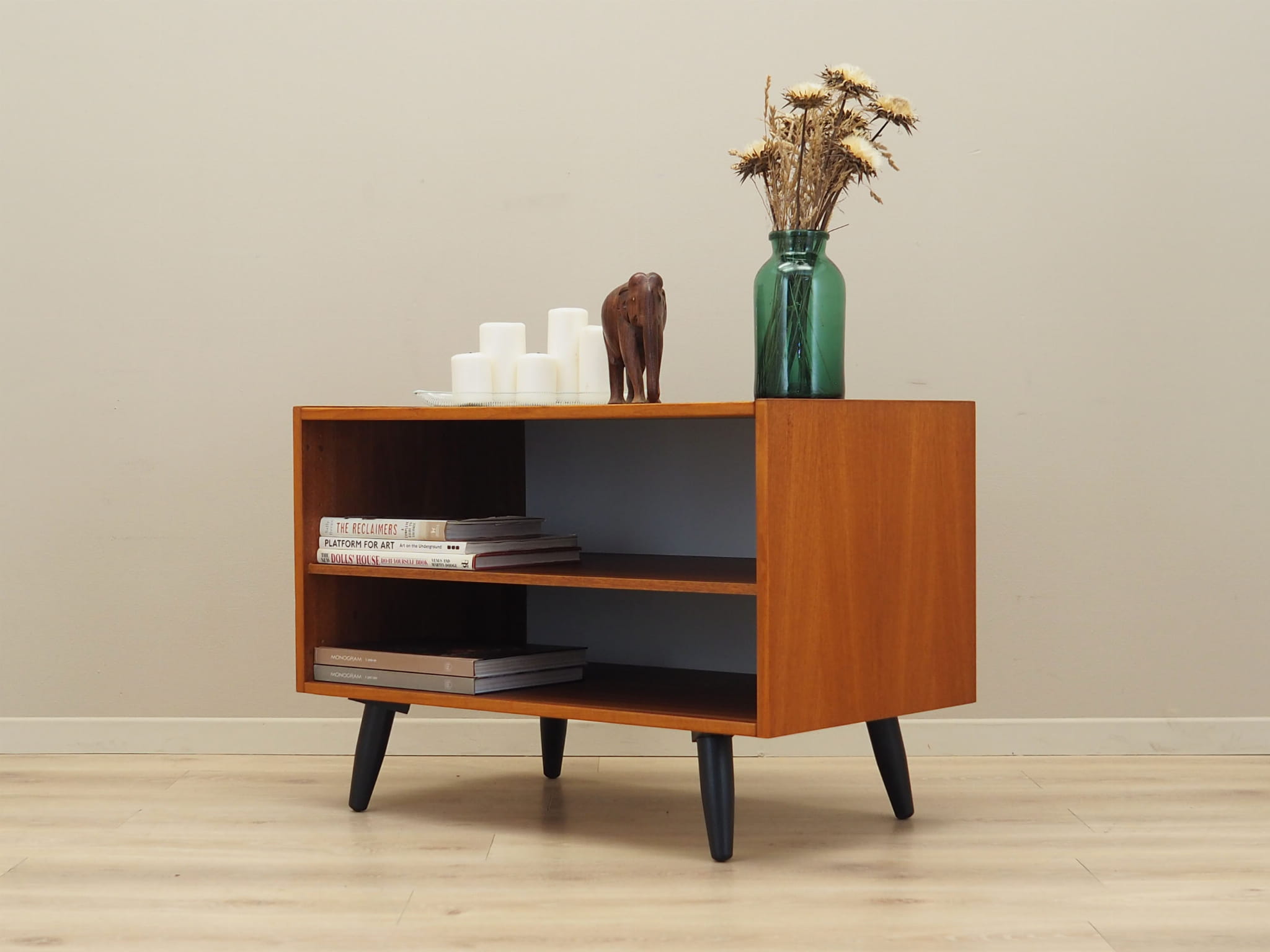 Vintage Bücherregal Teakholz Braun 1970er Jahre