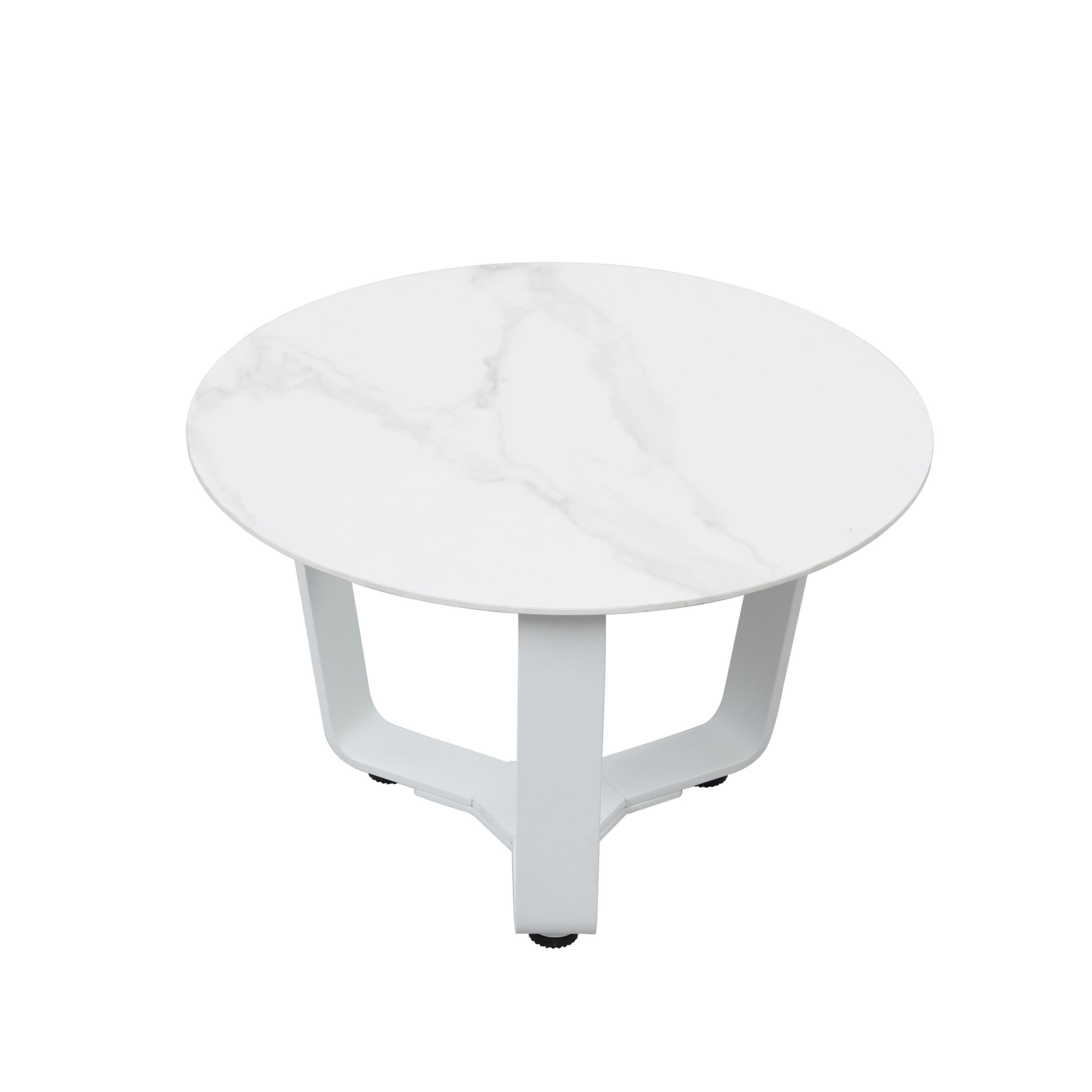 Moon Side Table Metal Stone White