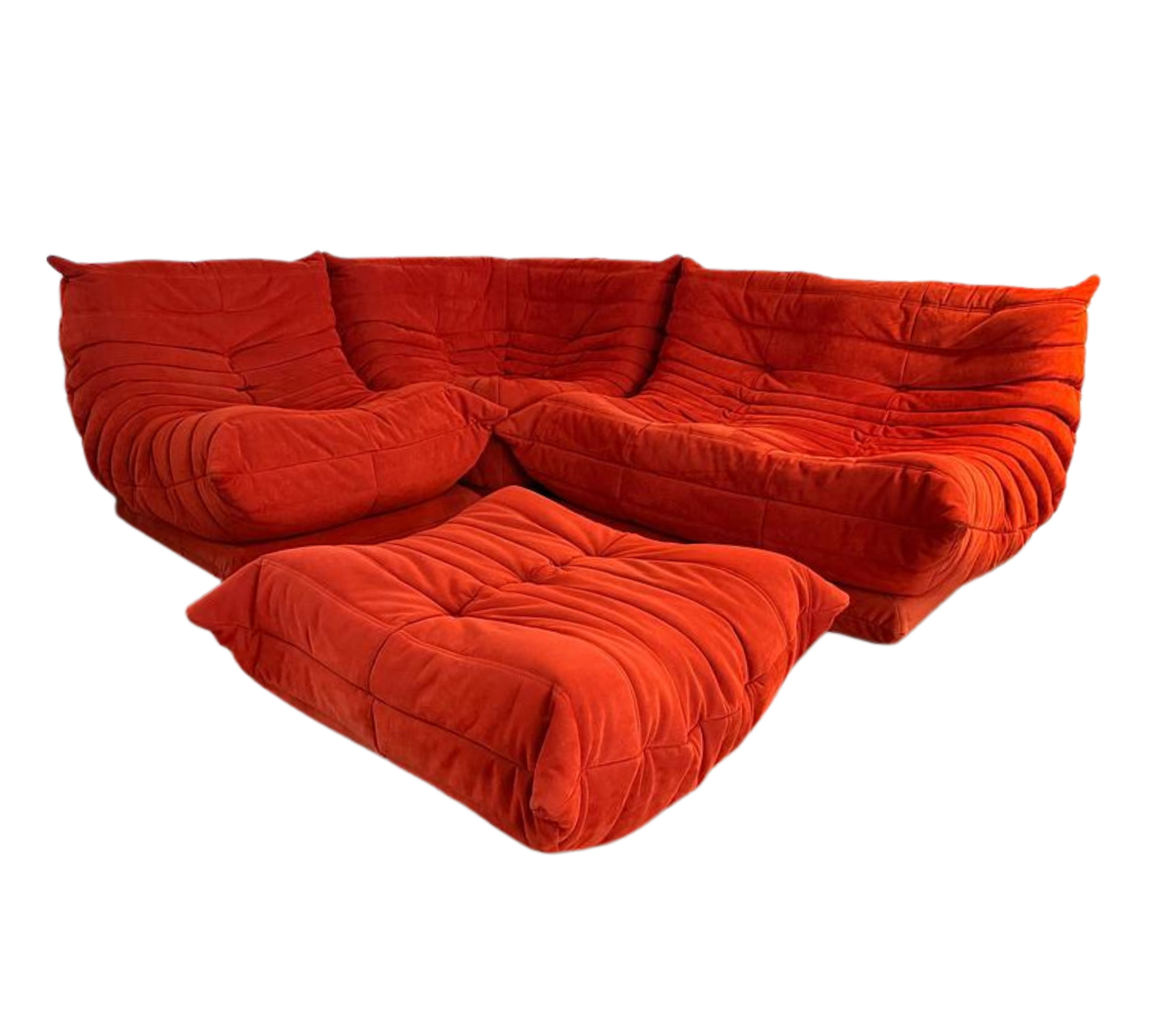 Togo Sofa 4-Teilig Stoffbezug Vollschaum Orange