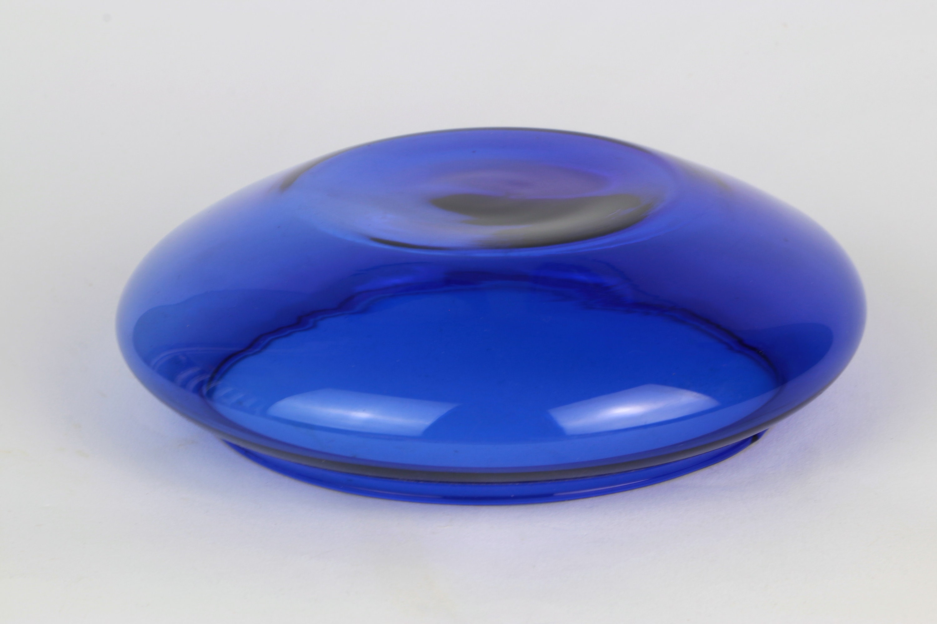 Vintage Kugel Vase Glas Blau 1990er Jahre