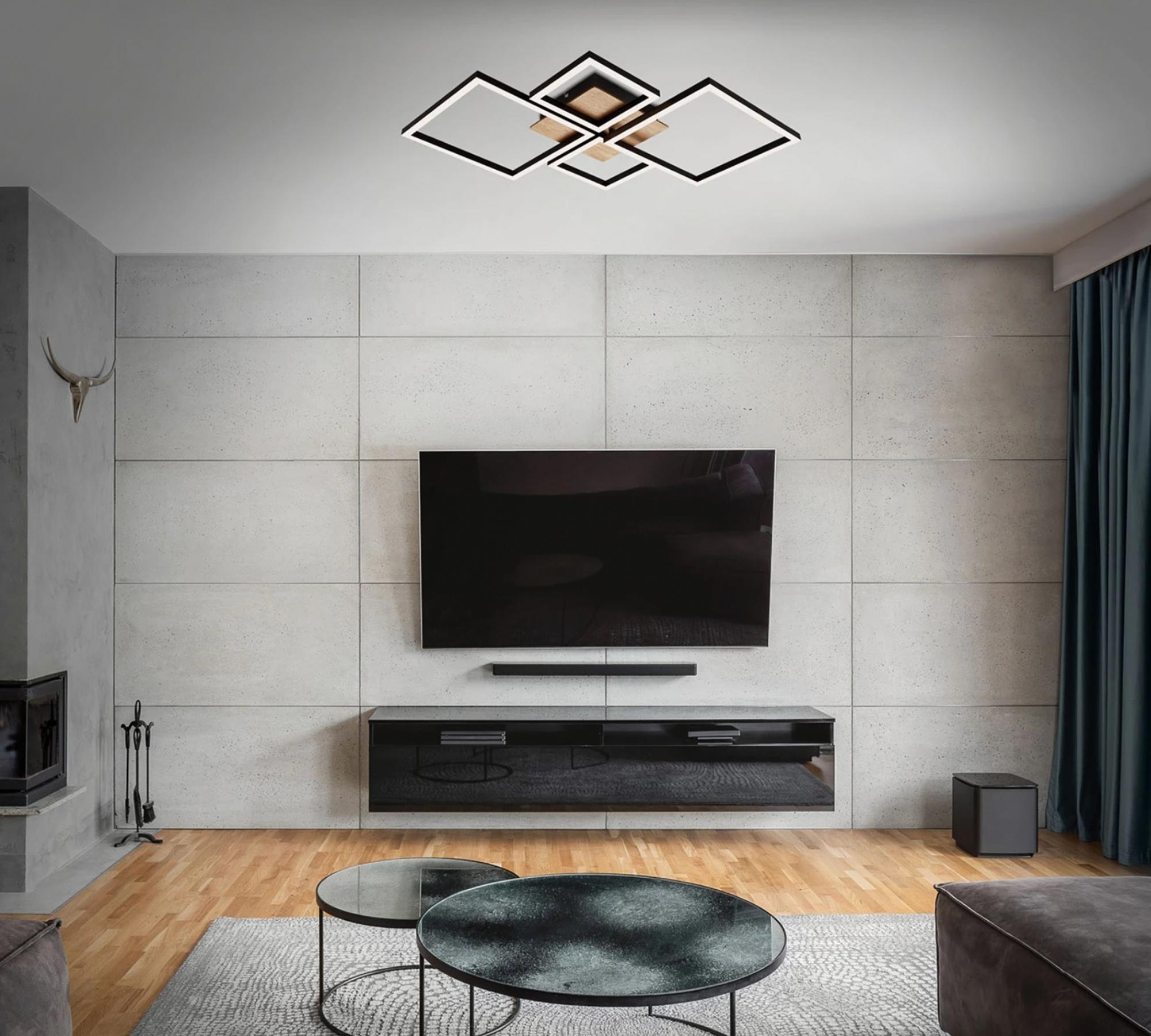 LED ceiling light in frame shape wood look II