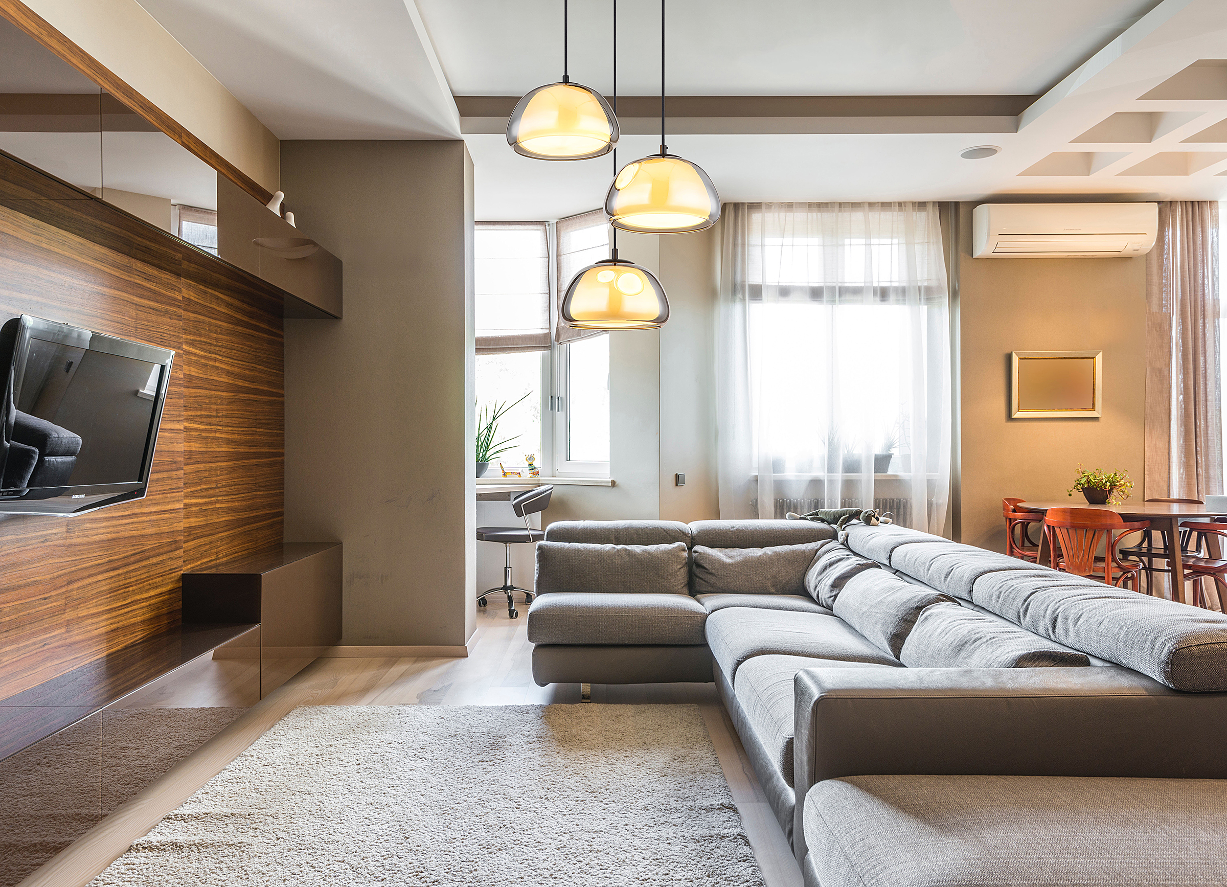 3-Flammig Pendelleuchte Jella Typ B Rauchglas Eisen