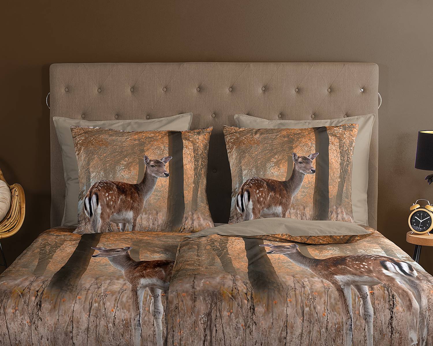 Gavin Bettwäsche Baumwolle Braun 135x200 cm Kissen 80x80cm