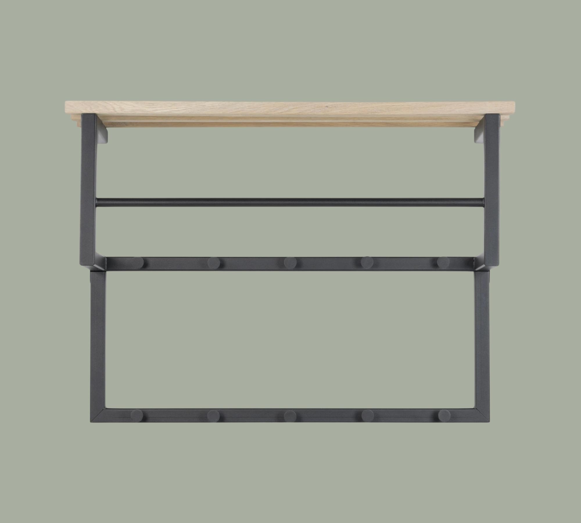 Wandgarderobe Eiche massiv und Metall