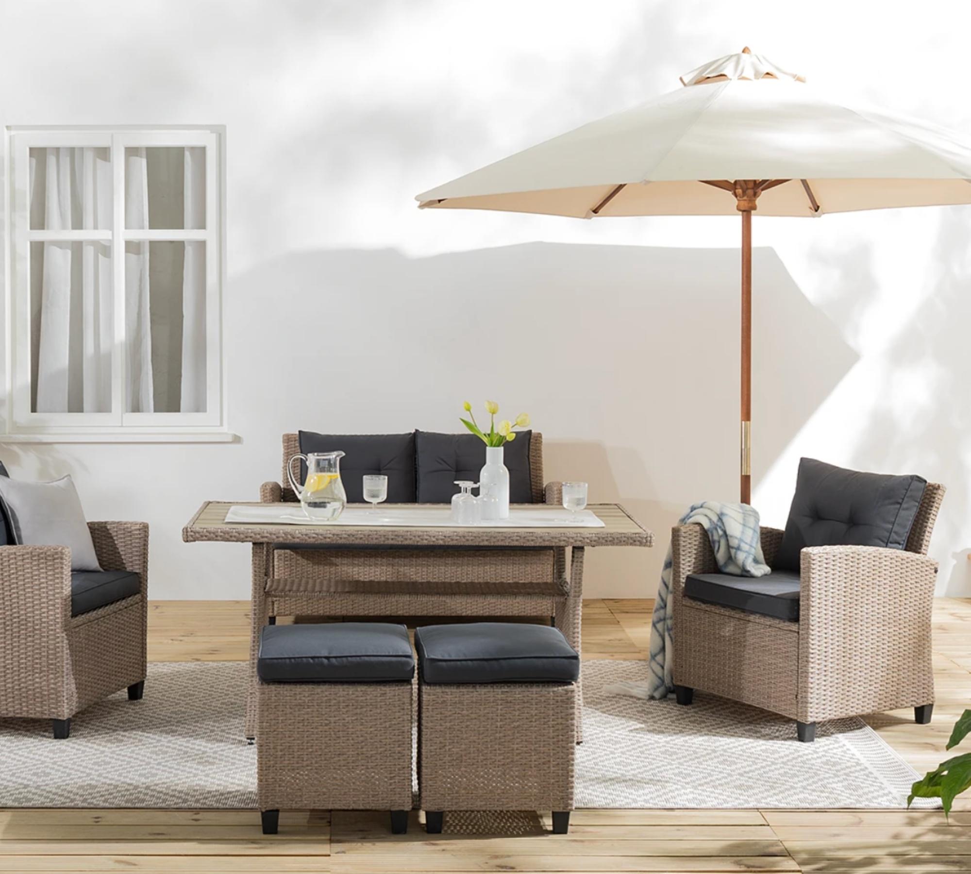 Outdoor Loungesessel Polyrattan Beige