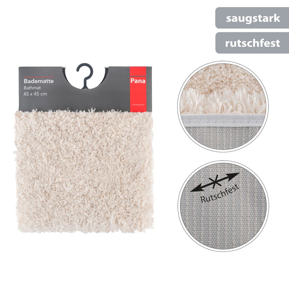 Flauschige Hochflor Badematte Creme