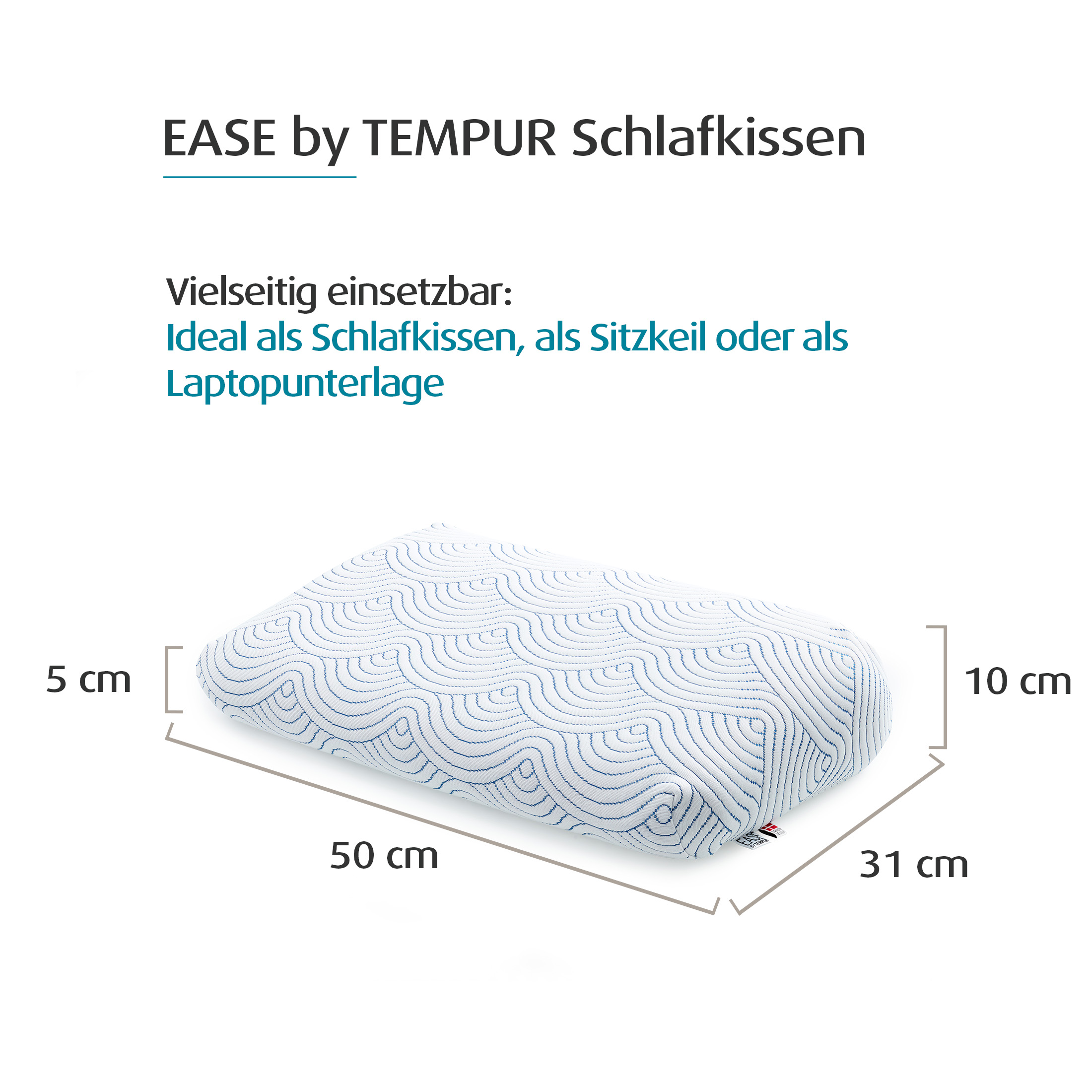 TEMPUR® EASE ergonomisches Nackenstützkissen 50 x 31 x 11 cm