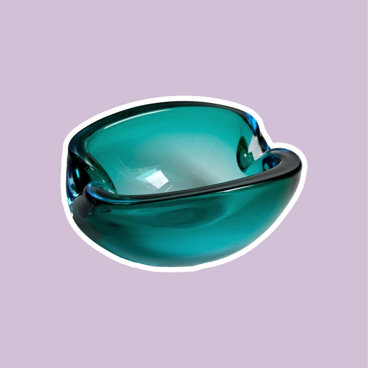 Vintage Italian Modern Ashtray Murano glass Turquoise