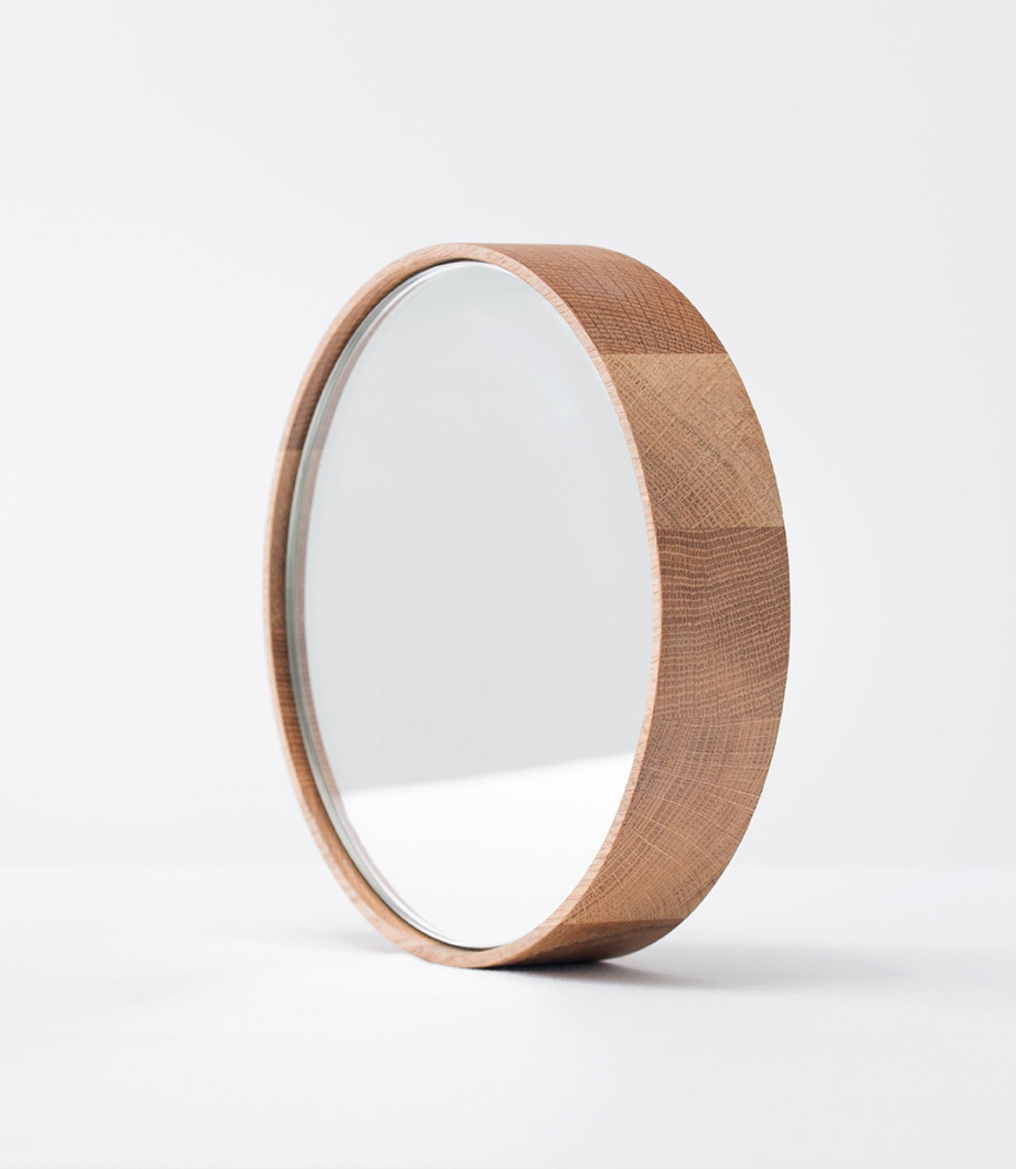 Round mirror handmade Dorian Oak