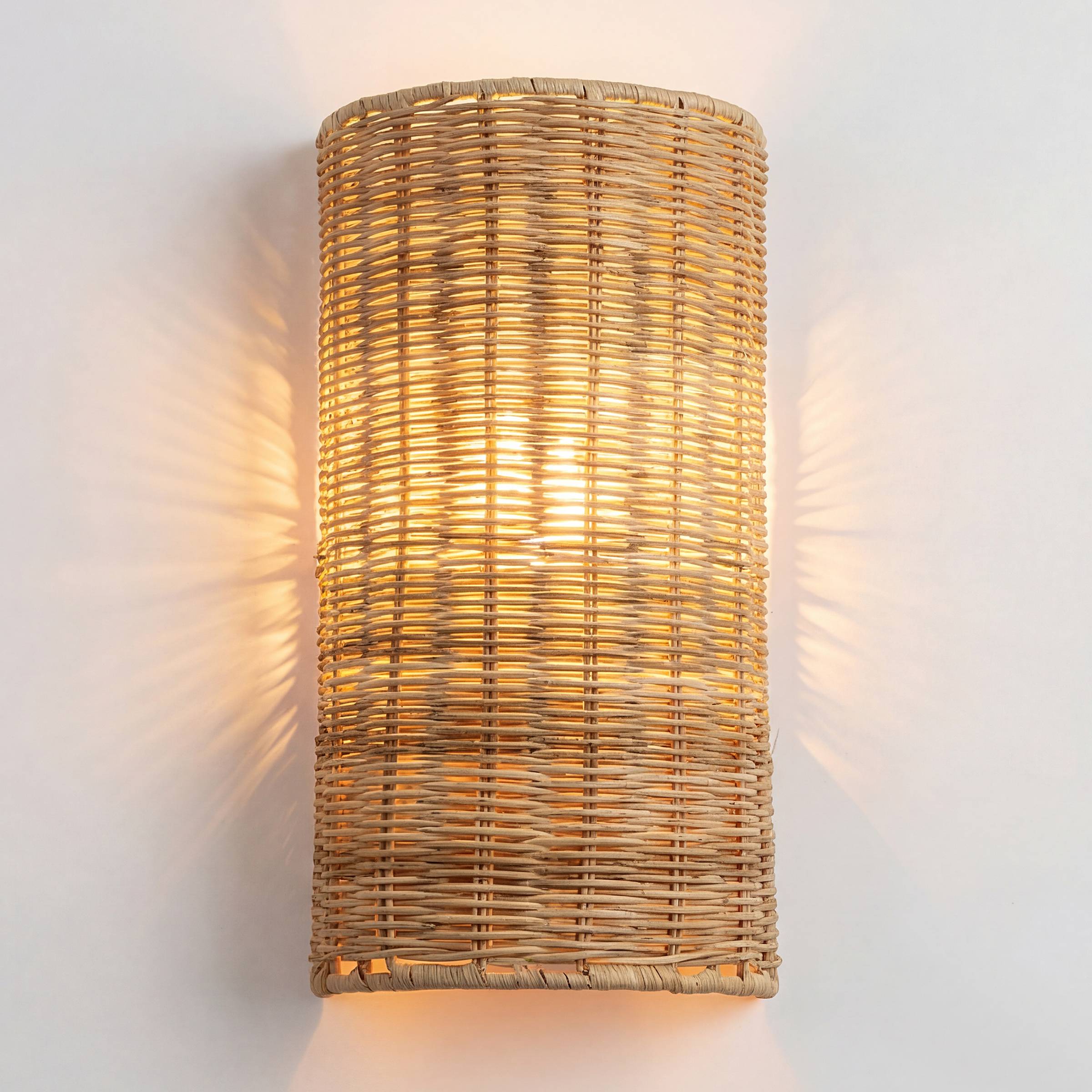 Wandleuchte Wenla 1-Flammig Rattan Eisen 