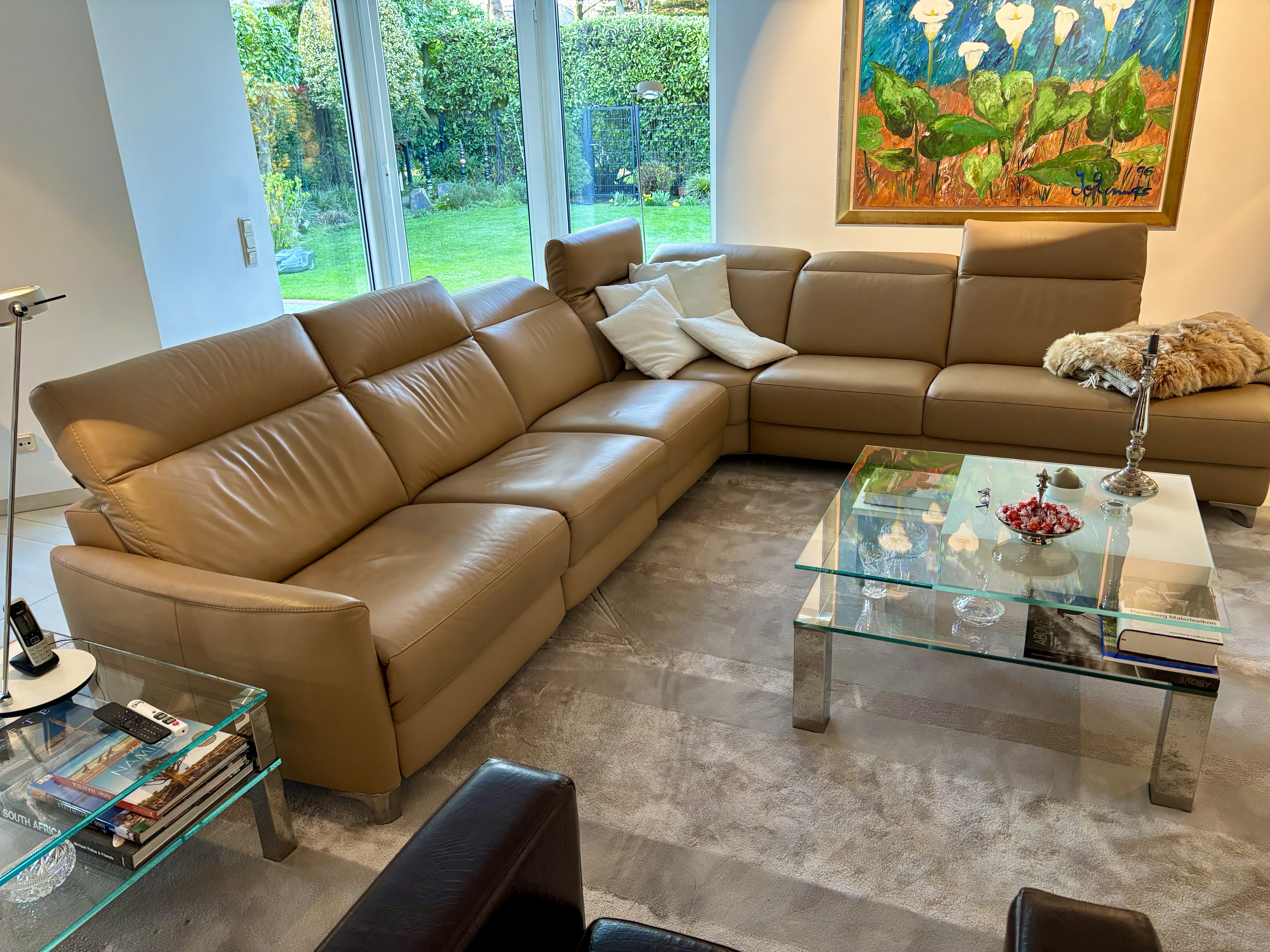 Corner Sofa Leather Beige